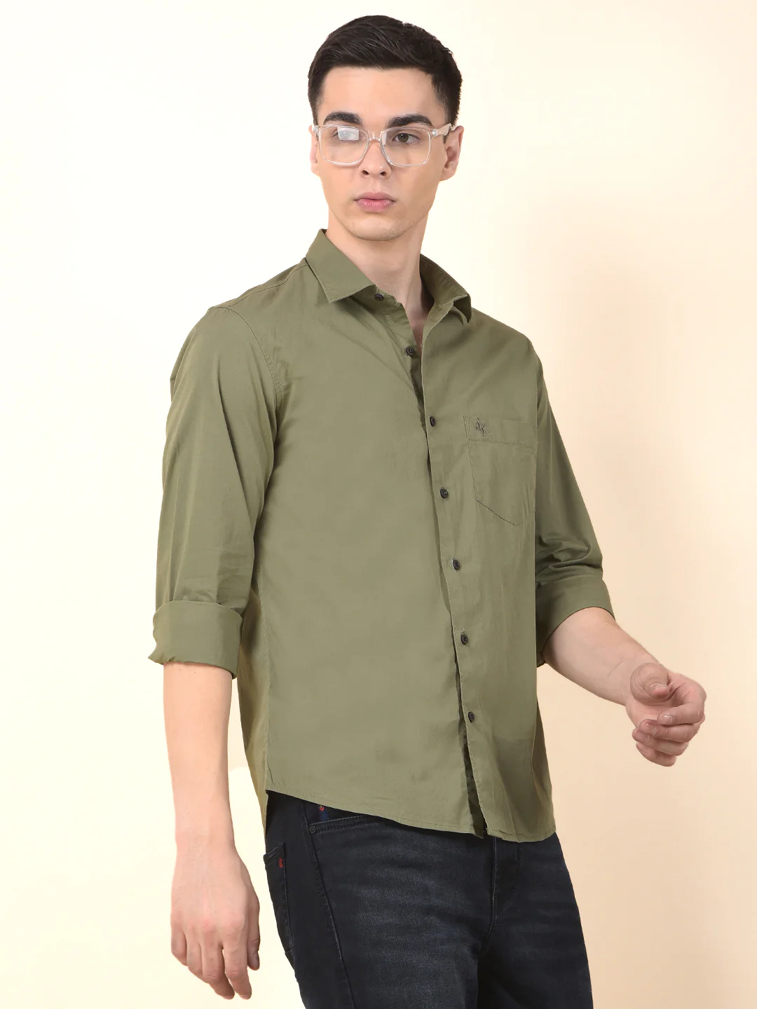 Casual Shirt for Men | Breathable & Soft with Color Fastness Slim Cotton Blend Fabric Solid Pattern - Image 10