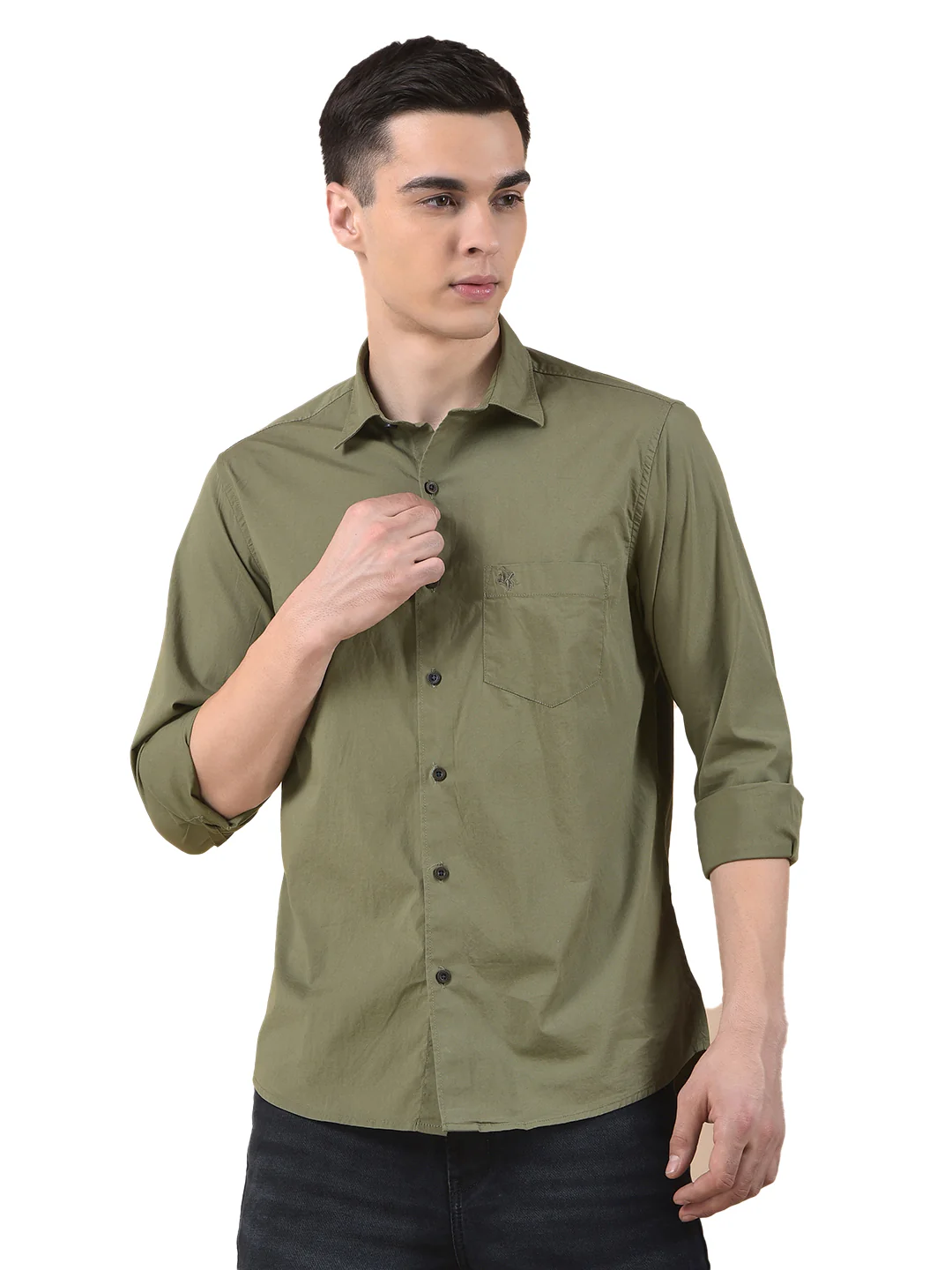 Casual Shirt for Men | Breathable & Soft with Color Fastness Slim Cotton Blend Fabric Solid Pattern - Image 2