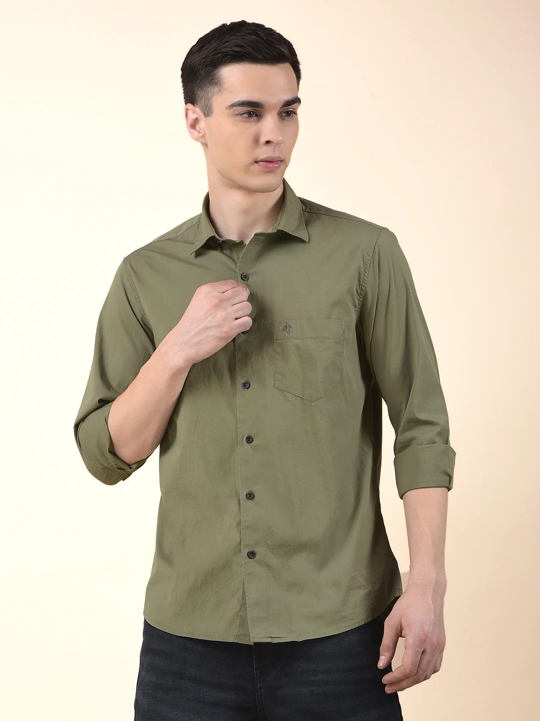 Casual Shirt for Men | Breathable & Soft with Color Fastness Slim Cotton Blend Fabric Solid Pattern - Image 3