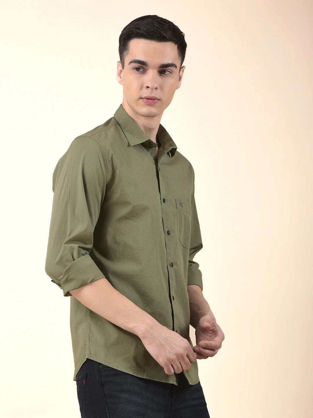 Casual Shirt for Men | Breathable & Soft with Color Fastness Slim Cotton Blend Fabric Solid Pattern - Image 5