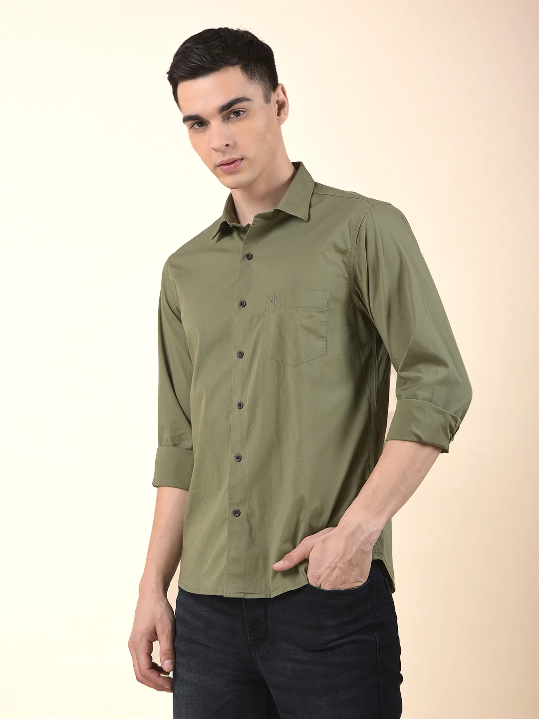 Casual Shirt for Men | Breathable & Soft with Color Fastness Slim Cotton Blend Fabric Solid Pattern - Image 6