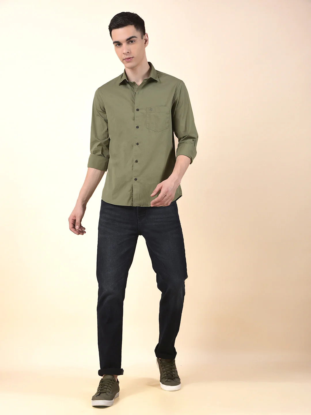Casual Shirt for Men | Breathable & Soft with Color Fastness Slim Cotton Blend Fabric Solid Pattern - Image 8