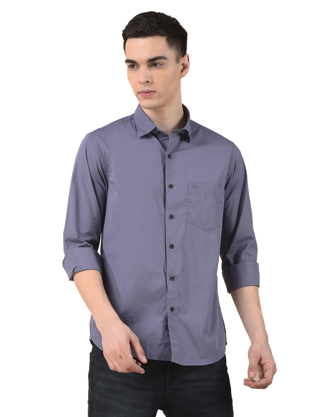 Casual Shirt for Men | Breathable & Soft with Color Fastness Slim Cotton Blend Fabric Solid Pattern - Image 2