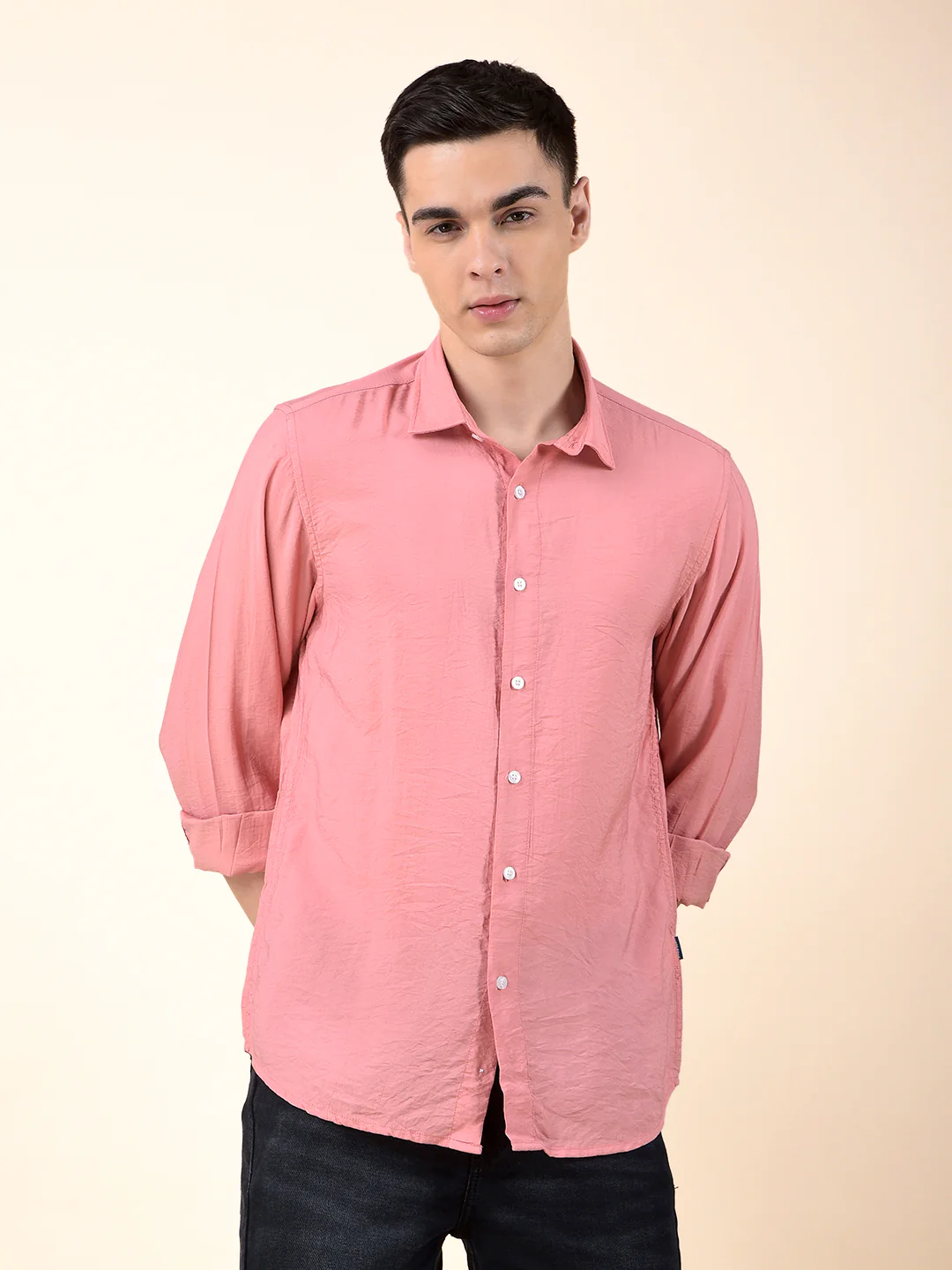 Casual Shirt for Men | Breathable & Soft with Color Fastness Slim Cotton Blend Fabric Solid Pattern - Image 10