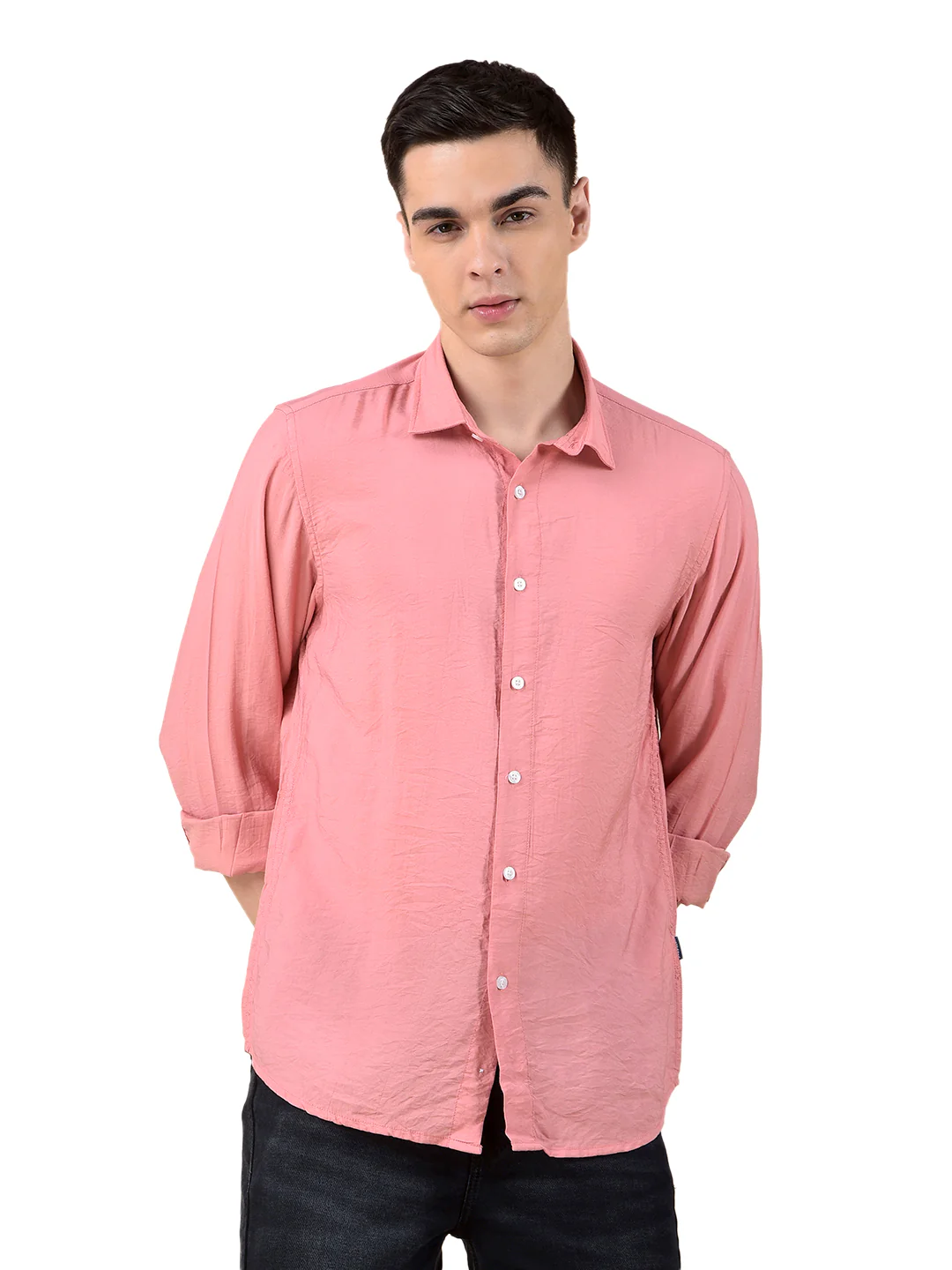 Casual Shirt for Men | Breathable & Soft with Color Fastness Slim Cotton Blend Fabric Solid Pattern - Image 2
