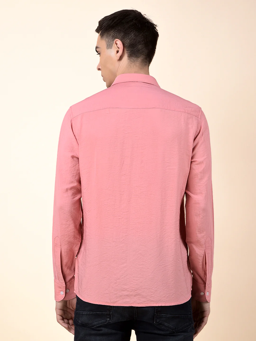 Casual Shirt for Men | Breathable & Soft with Color Fastness Slim Cotton Blend Fabric Solid Pattern - Image 4