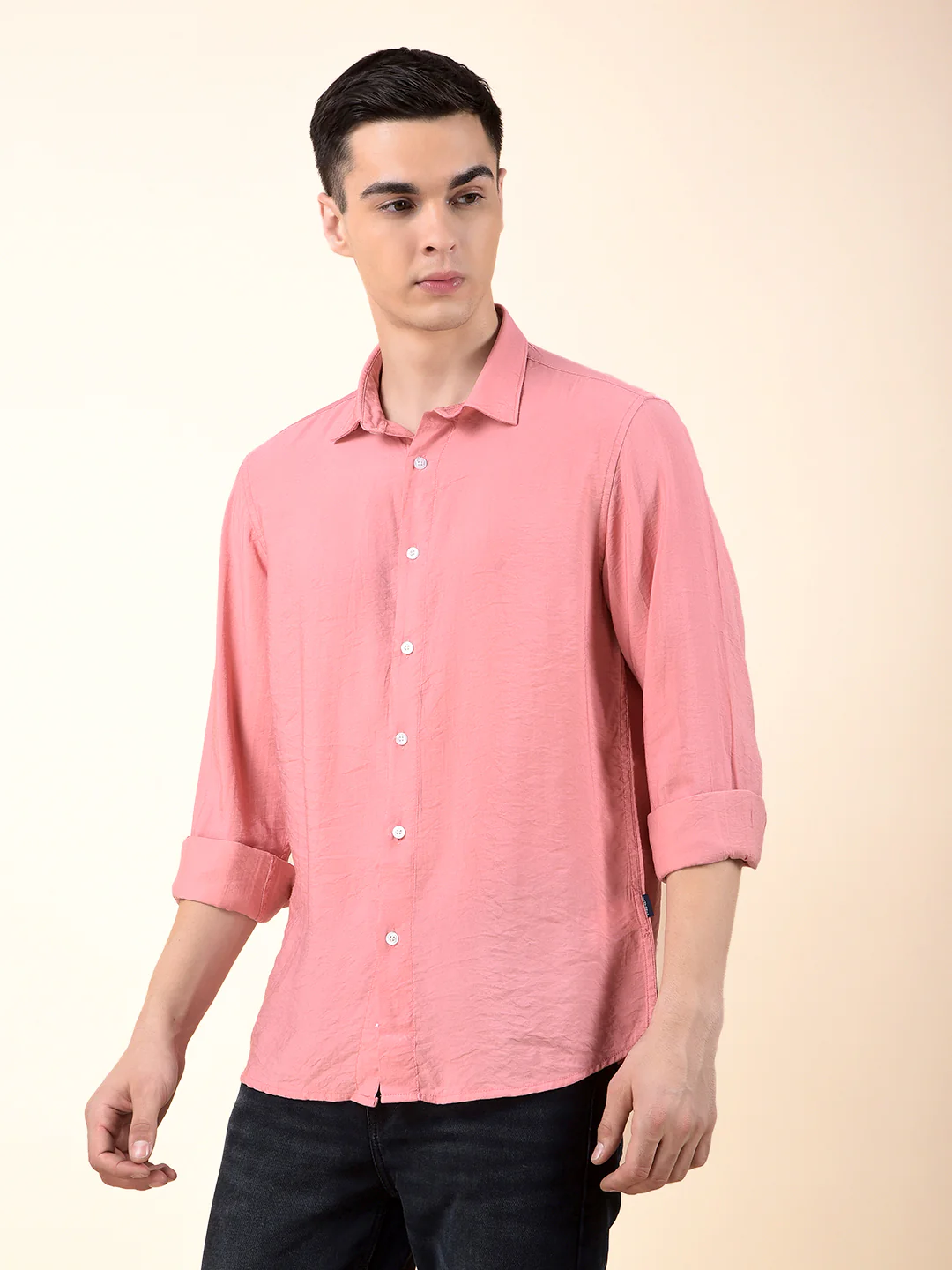 Casual Shirt for Men | Breathable & Soft with Color Fastness Slim Cotton Blend Fabric Solid Pattern - Image 5