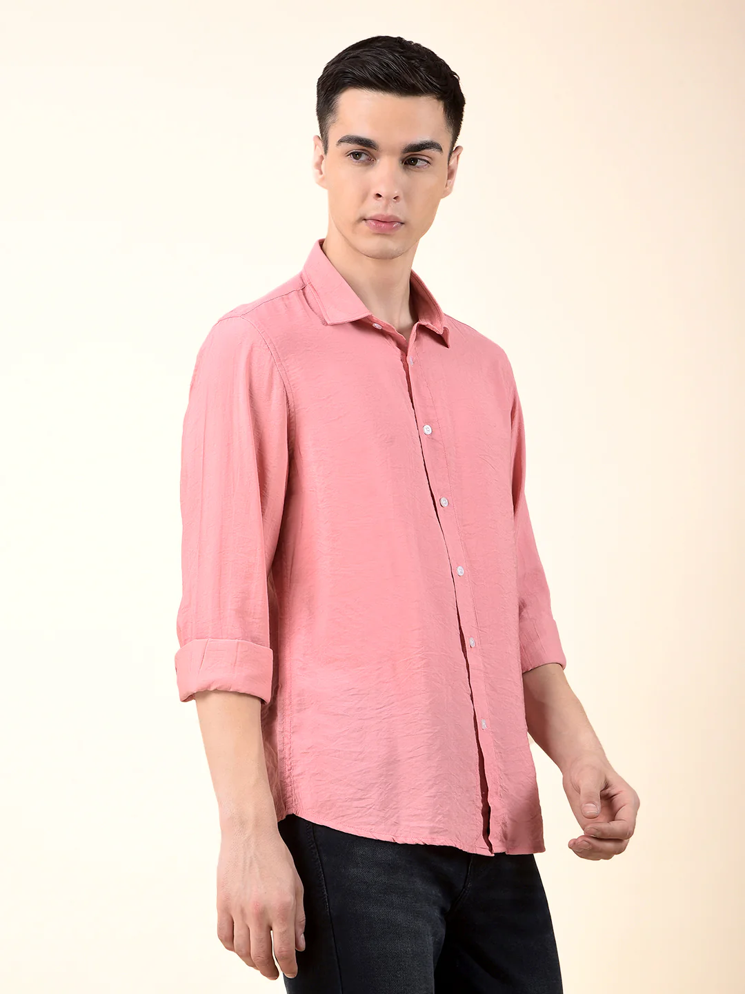 Casual Shirt for Men | Breathable & Soft with Color Fastness Slim Cotton Blend Fabric Solid Pattern - Image 6