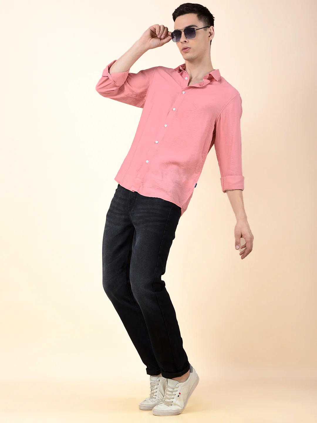 Casual Shirt for Men | Breathable & Soft with Color Fastness Slim Cotton Blend Fabric Solid Pattern - Image 8