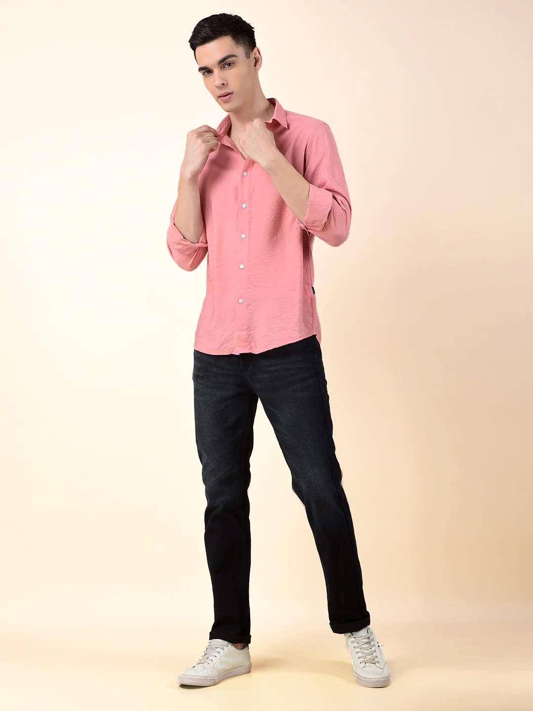 Casual Shirt for Men | Breathable & Soft with Color Fastness Slim Cotton Blend Fabric Solid Pattern - Image 9