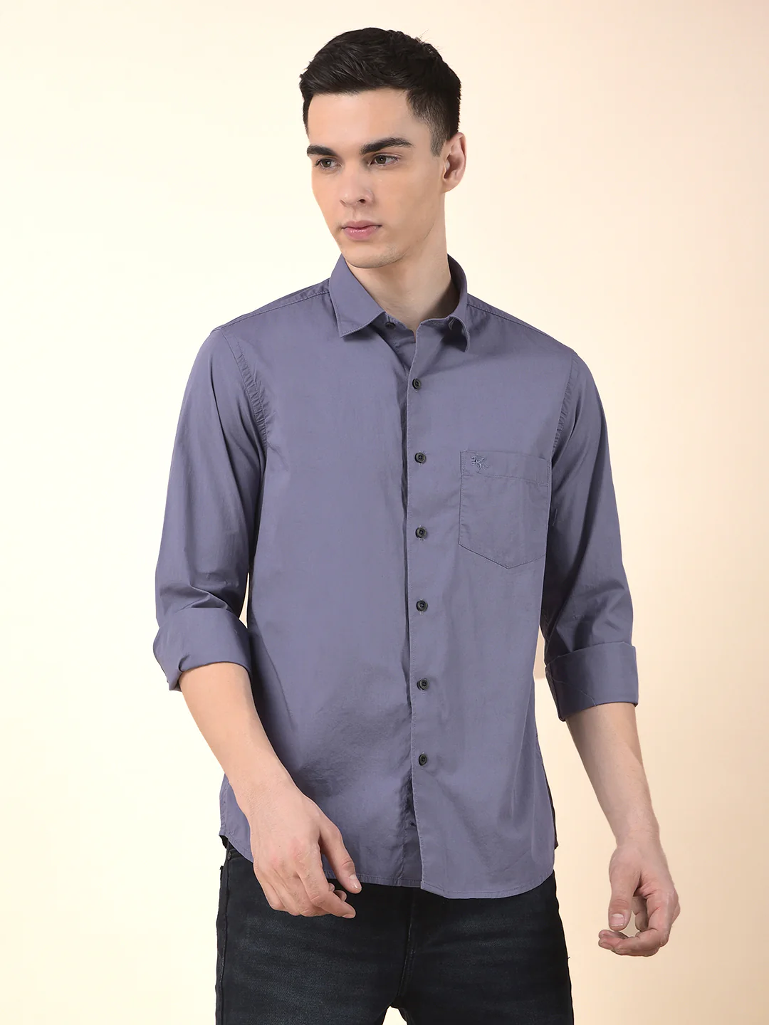 Casual Shirt for Men | Breathable & Soft with Color Fastness Slim Cotton Blend Fabric Solid Pattern - Image 3