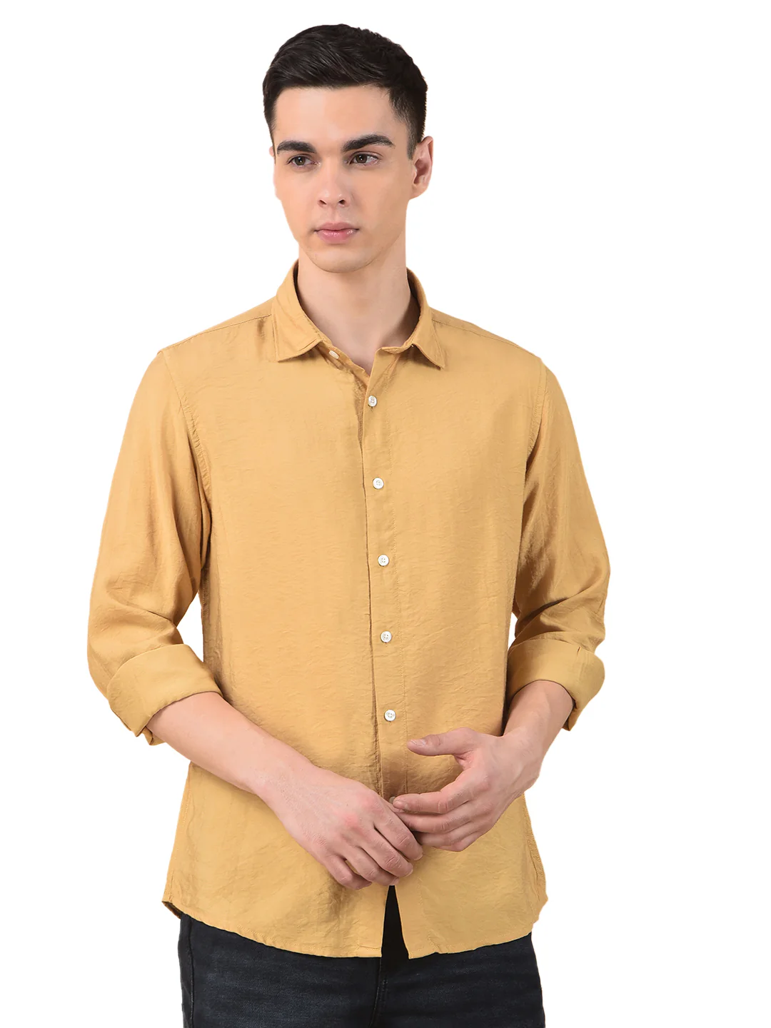 Casual Shirt for Men | Breathable & Soft with Color Fastness Slim Cotton Blend Fabric Solid Pattern - Image 2