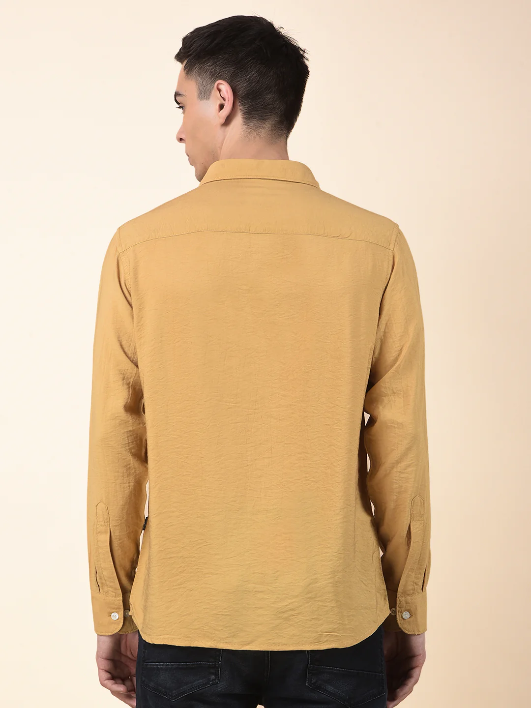 Casual Shirt for Men | Breathable & Soft with Color Fastness Slim Cotton Blend Fabric Solid Pattern - Image 4