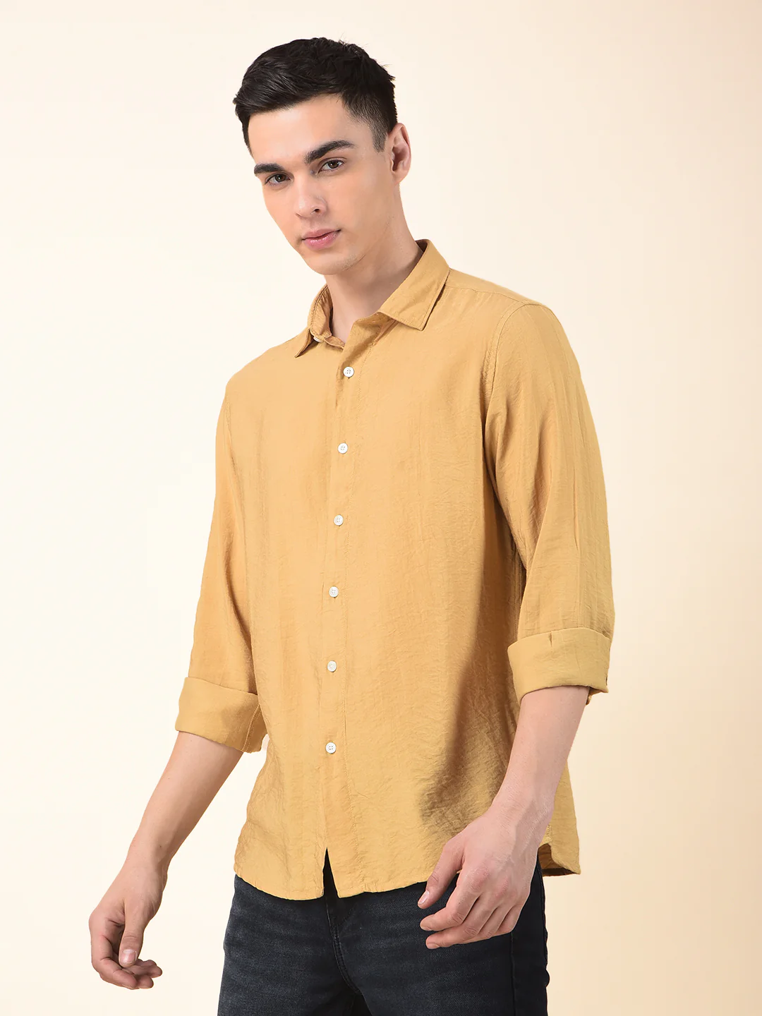 Casual Shirt for Men | Breathable & Soft with Color Fastness Slim Cotton Blend Fabric Solid Pattern - Image 5