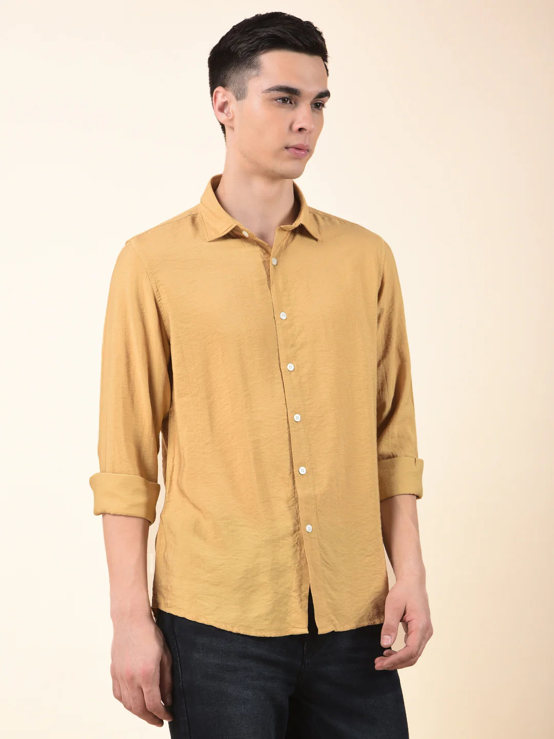 Casual Shirt for Men | Breathable & Soft with Color Fastness Slim Cotton Blend Fabric Solid Pattern - Image 6