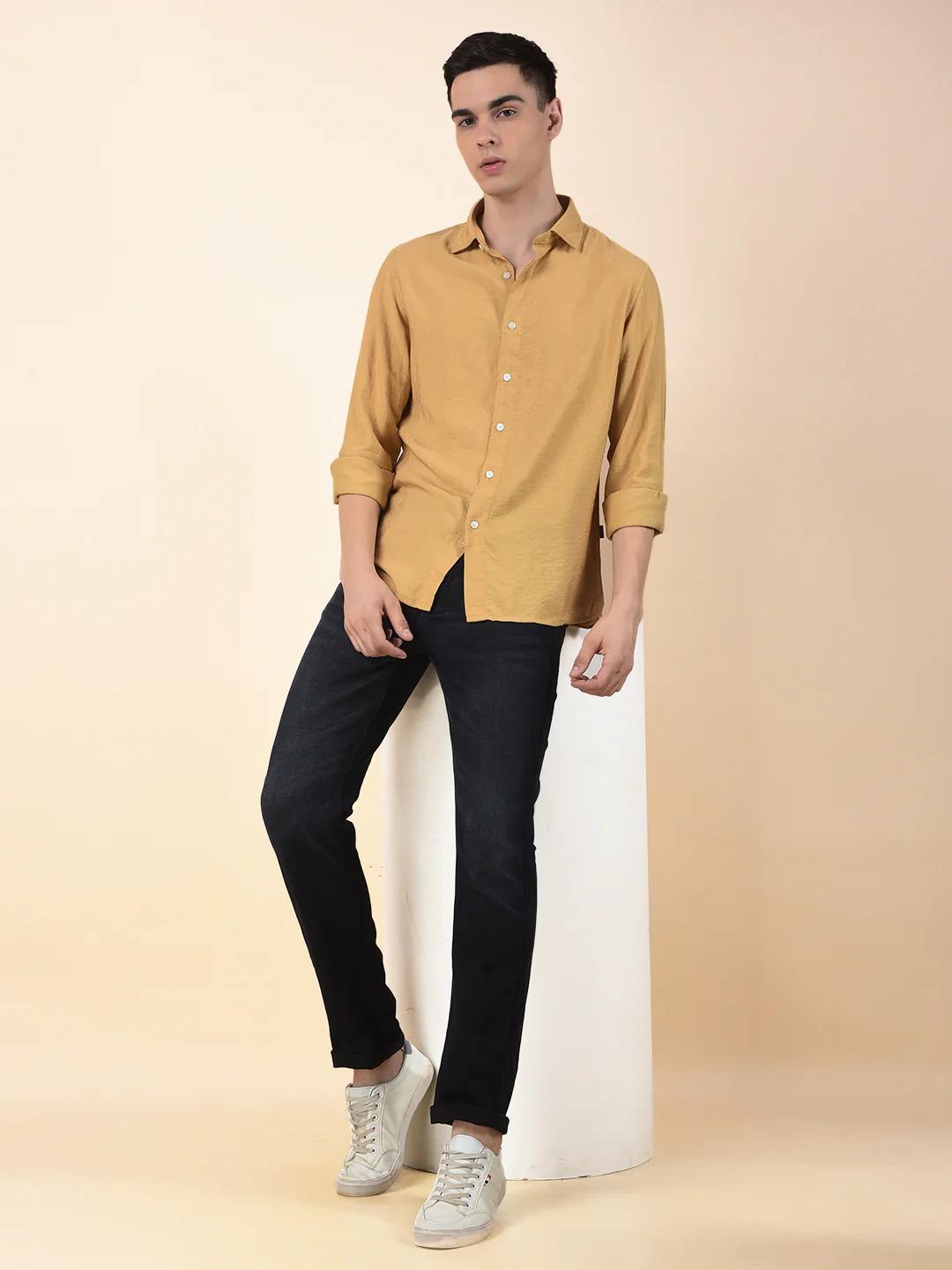Casual Shirt for Men | Breathable & Soft with Color Fastness Slim Cotton Blend Fabric Solid Pattern - Image 8