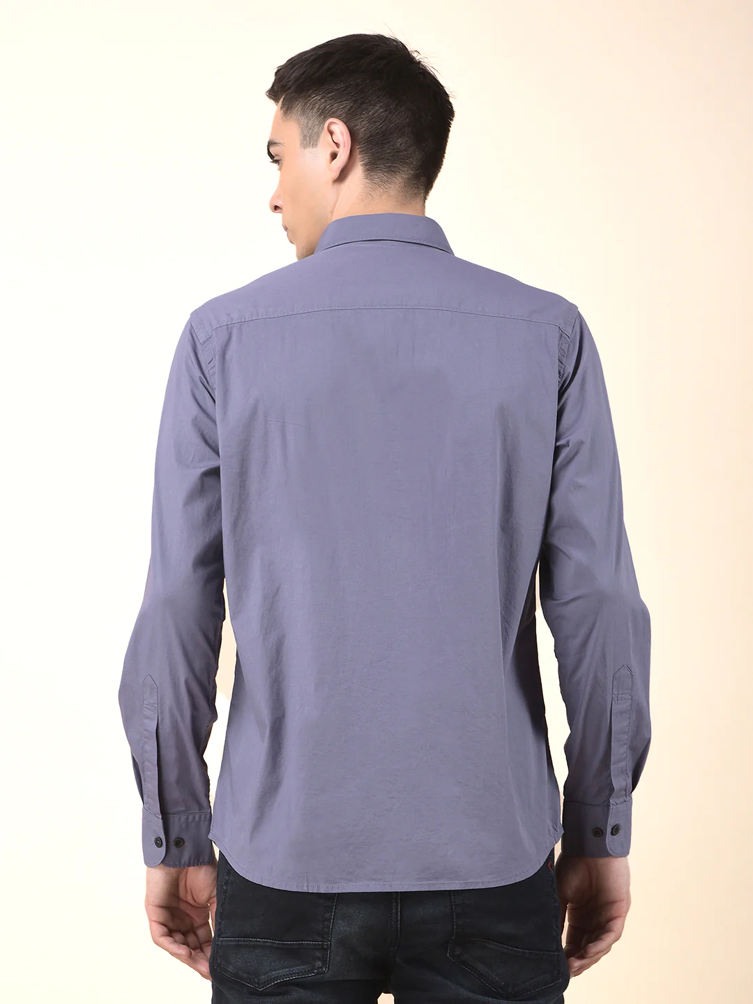 Casual Shirt for Men | Breathable & Soft with Color Fastness Slim Cotton Blend Fabric Solid Pattern - Image 4