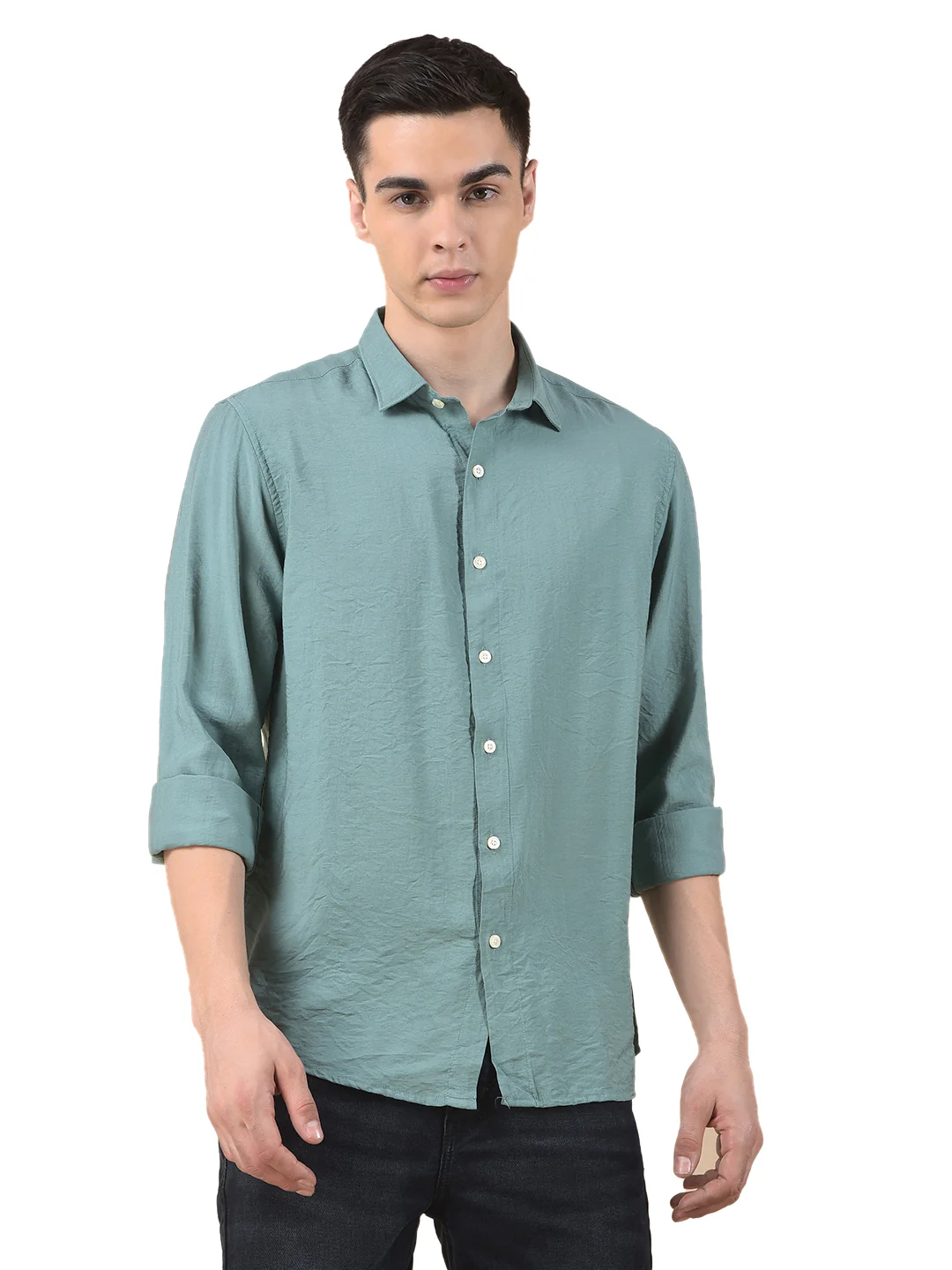 Casual Shirt for Men | Breathable & Soft with Color Fastness Slim Cotton Blend Fabric Solid Pattern - Image 10