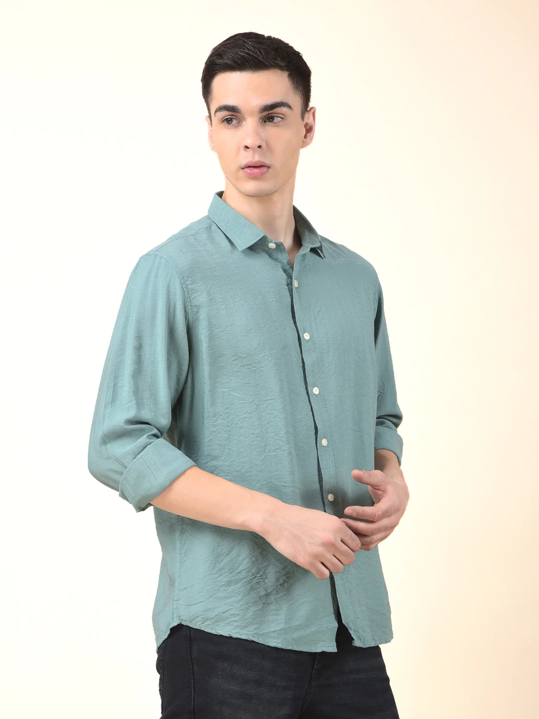 Casual Shirt for Men | Breathable & Soft with Color Fastness Slim Cotton Blend Fabric Solid Pattern - Image 5
