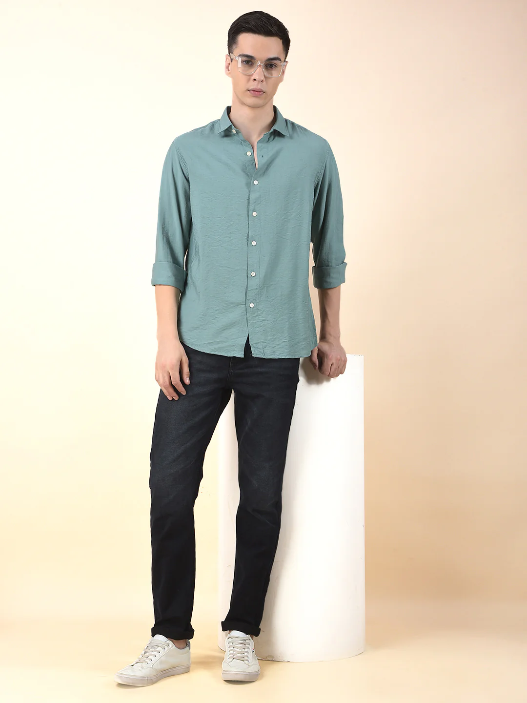 Casual Shirt for Men | Breathable & Soft with Color Fastness Slim Cotton Blend Fabric Solid Pattern - Image 7