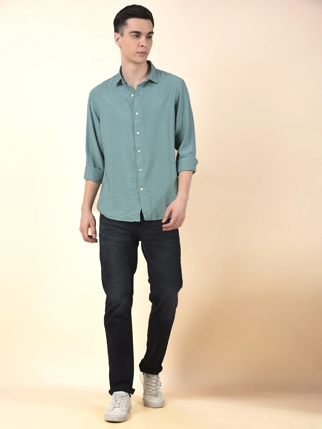 Casual Shirt for Men | Breathable & Soft with Color Fastness Slim Cotton Blend Fabric Solid Pattern - Image 8