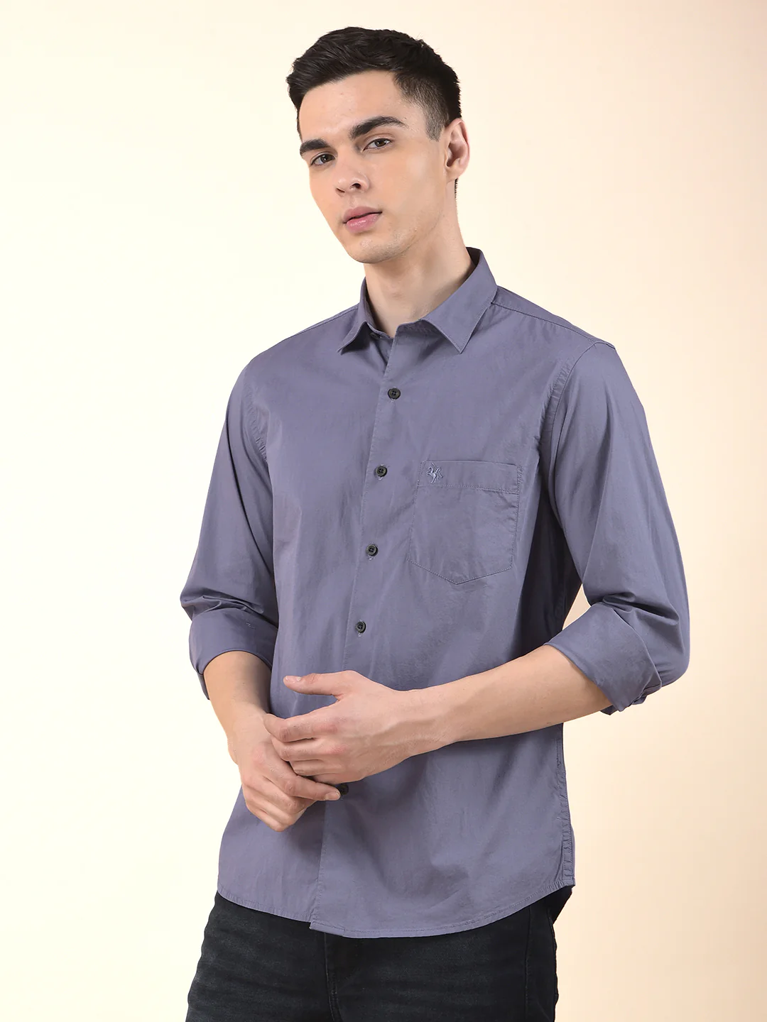 Casual Shirt for Men | Breathable & Soft with Color Fastness Slim Cotton Blend Fabric Solid Pattern - Image 5