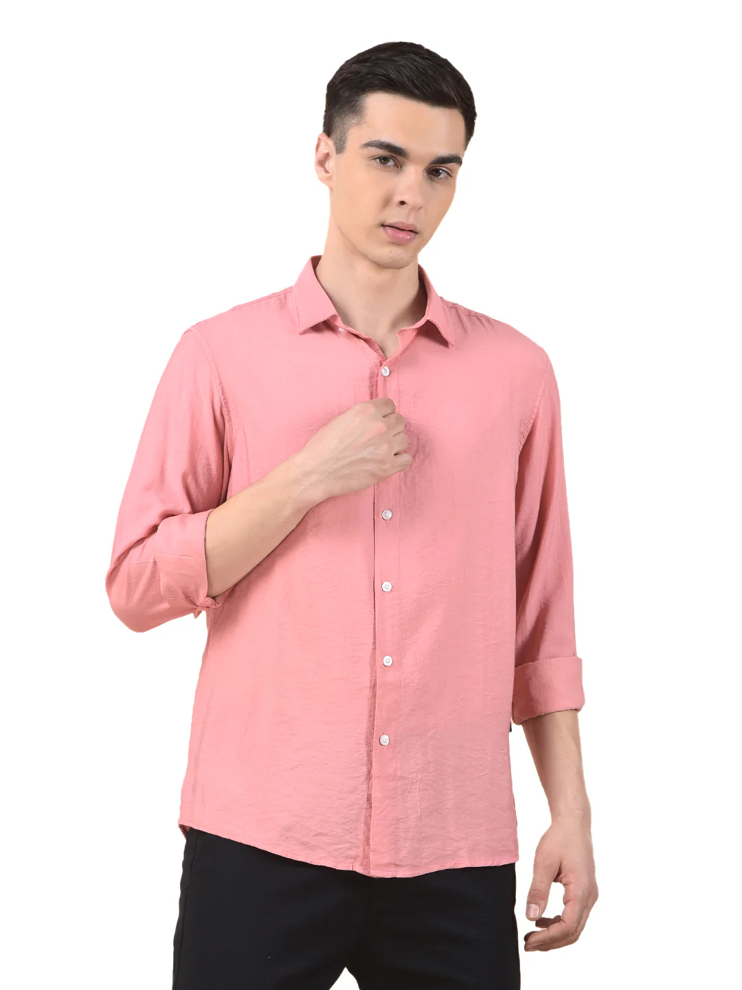 Casual Shirt for Men | Breathable & Soft with Color Fastness Slim Cotton Blend Fabric Solid Pattern - Image 10