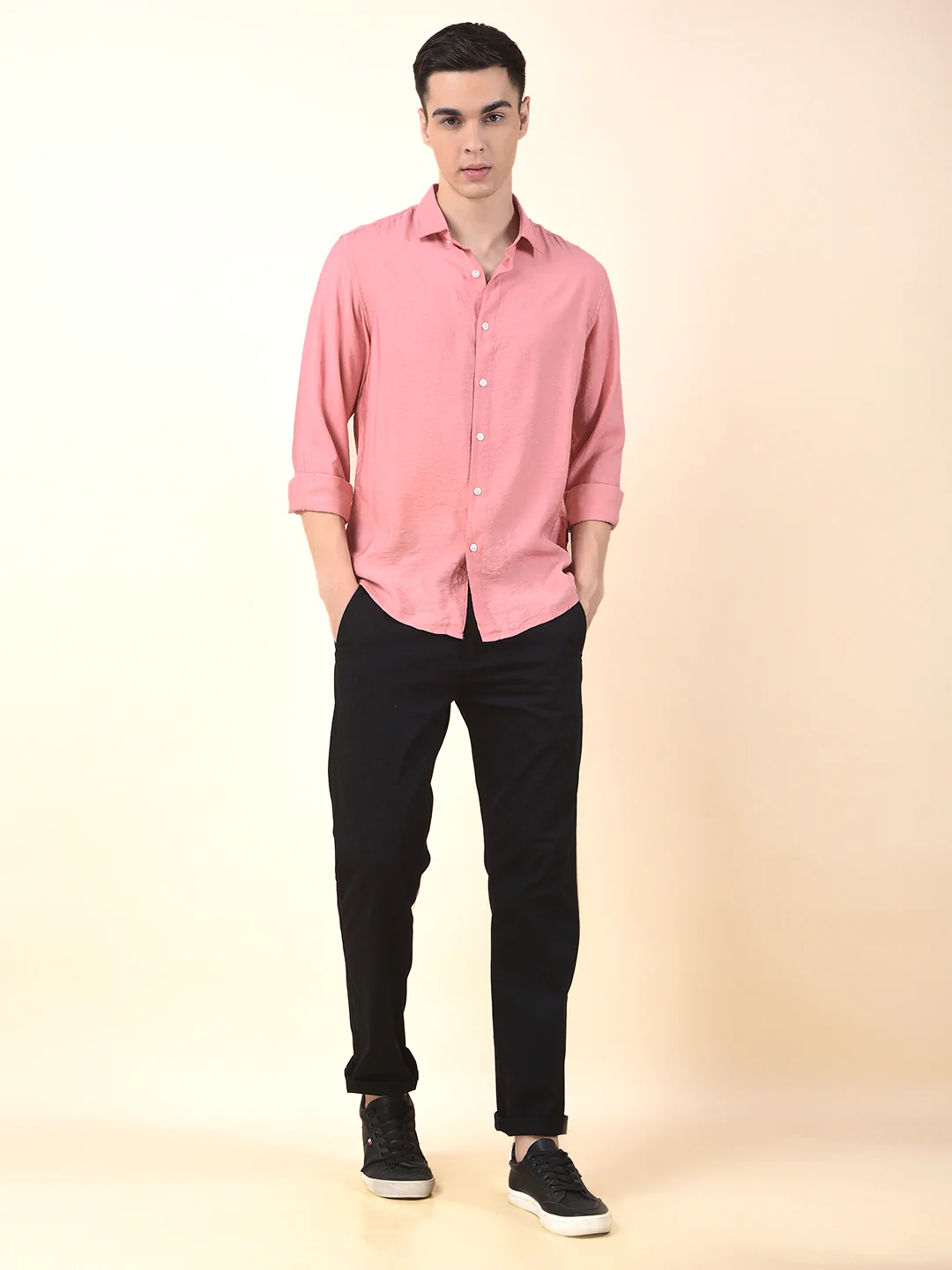 Casual Shirt for Men | Breathable & Soft with Color Fastness Slim Cotton Blend Fabric Solid Pattern - Image 7