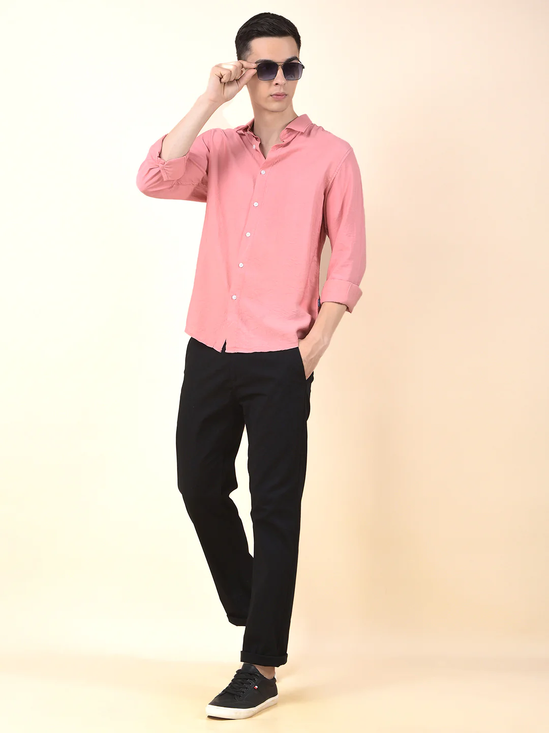 Casual Shirt for Men | Breathable & Soft with Color Fastness Slim Cotton Blend Fabric Solid Pattern - Image 8