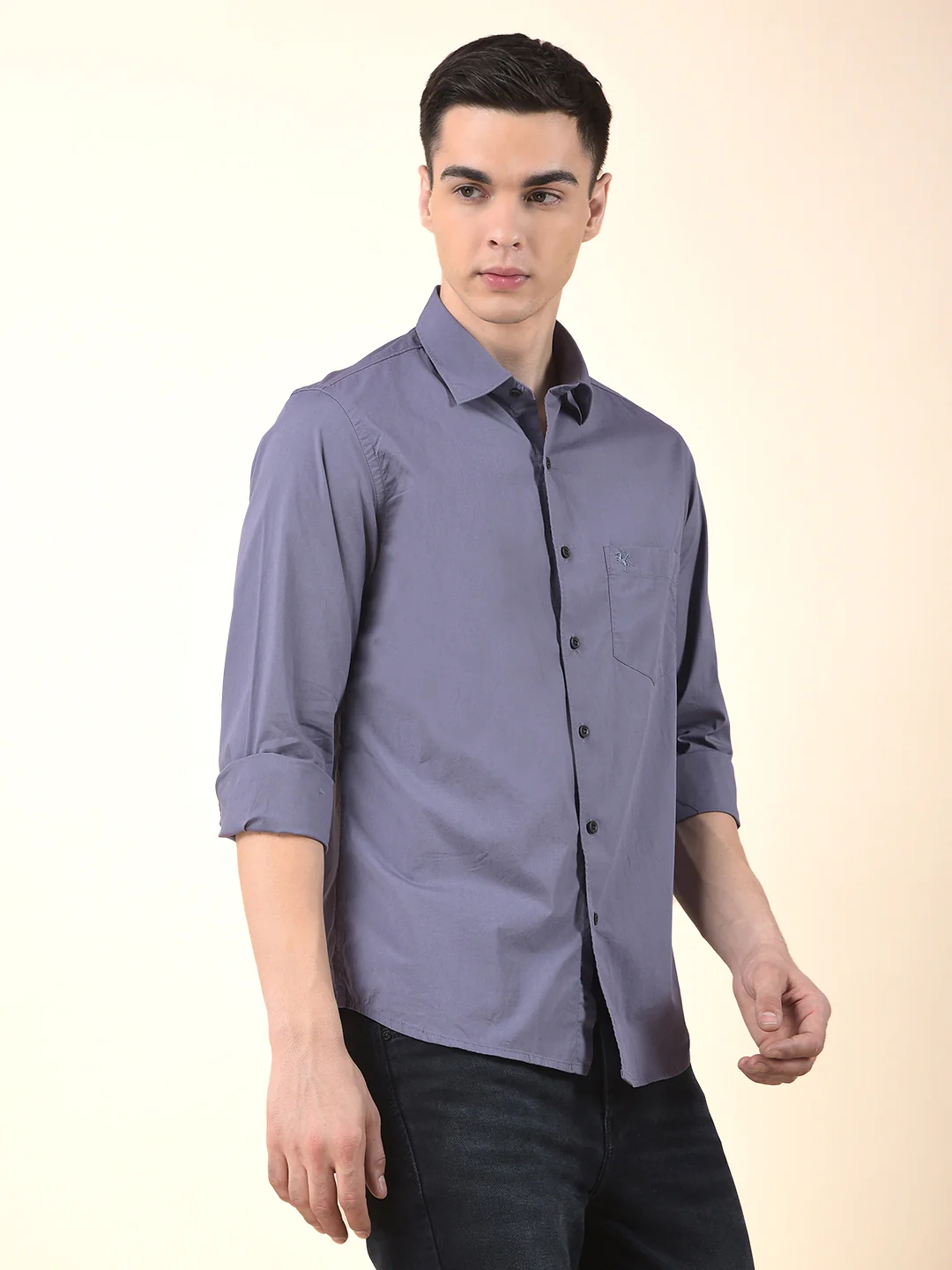 Casual Shirt for Men | Breathable & Soft with Color Fastness Slim Cotton Blend Fabric Solid Pattern - Image 6