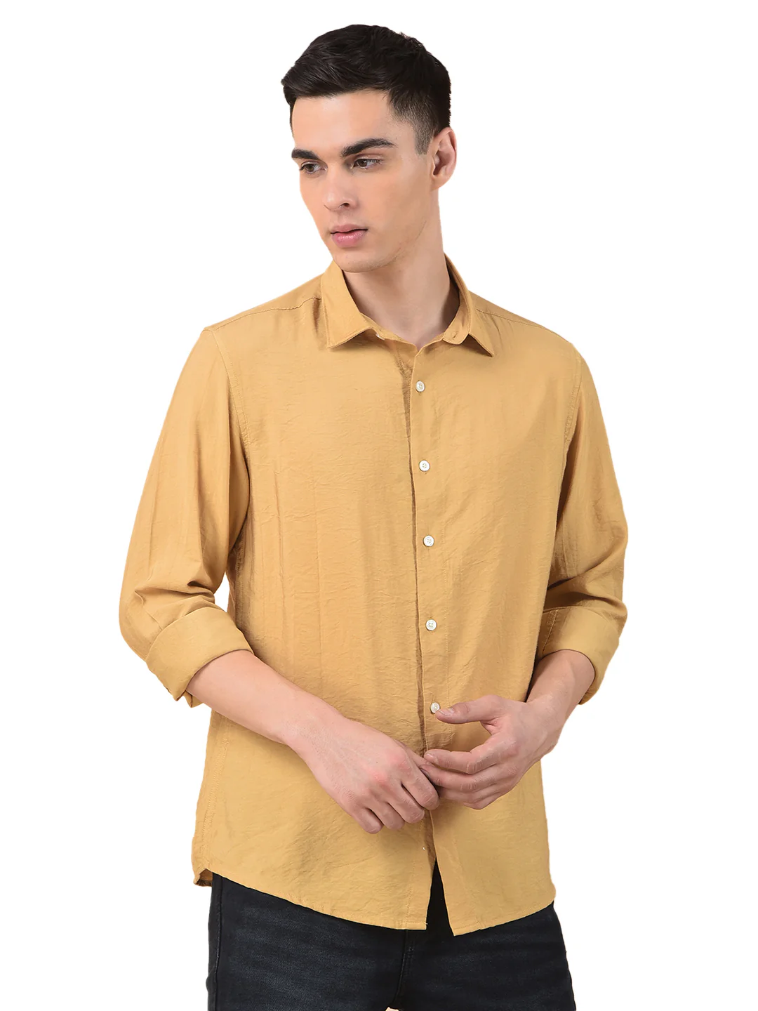 Casual Shirt for Men | Breathable & Soft with Color Fastness Slim Cotton Blend Fabric Solid Pattern - Image 10