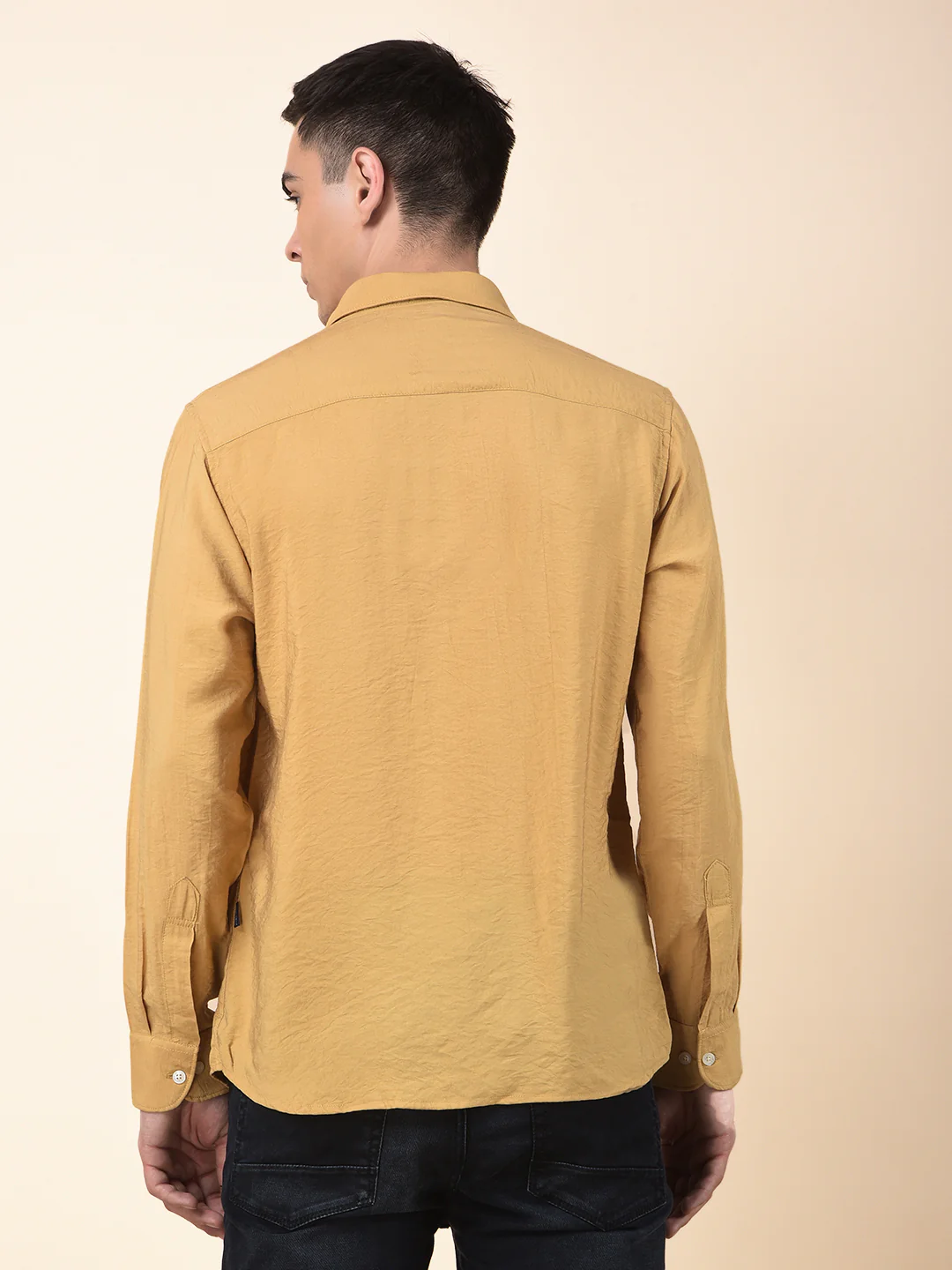 Casual Shirt for Men | Breathable & Soft with Color Fastness Slim Cotton Blend Fabric Solid Pattern - Image 3