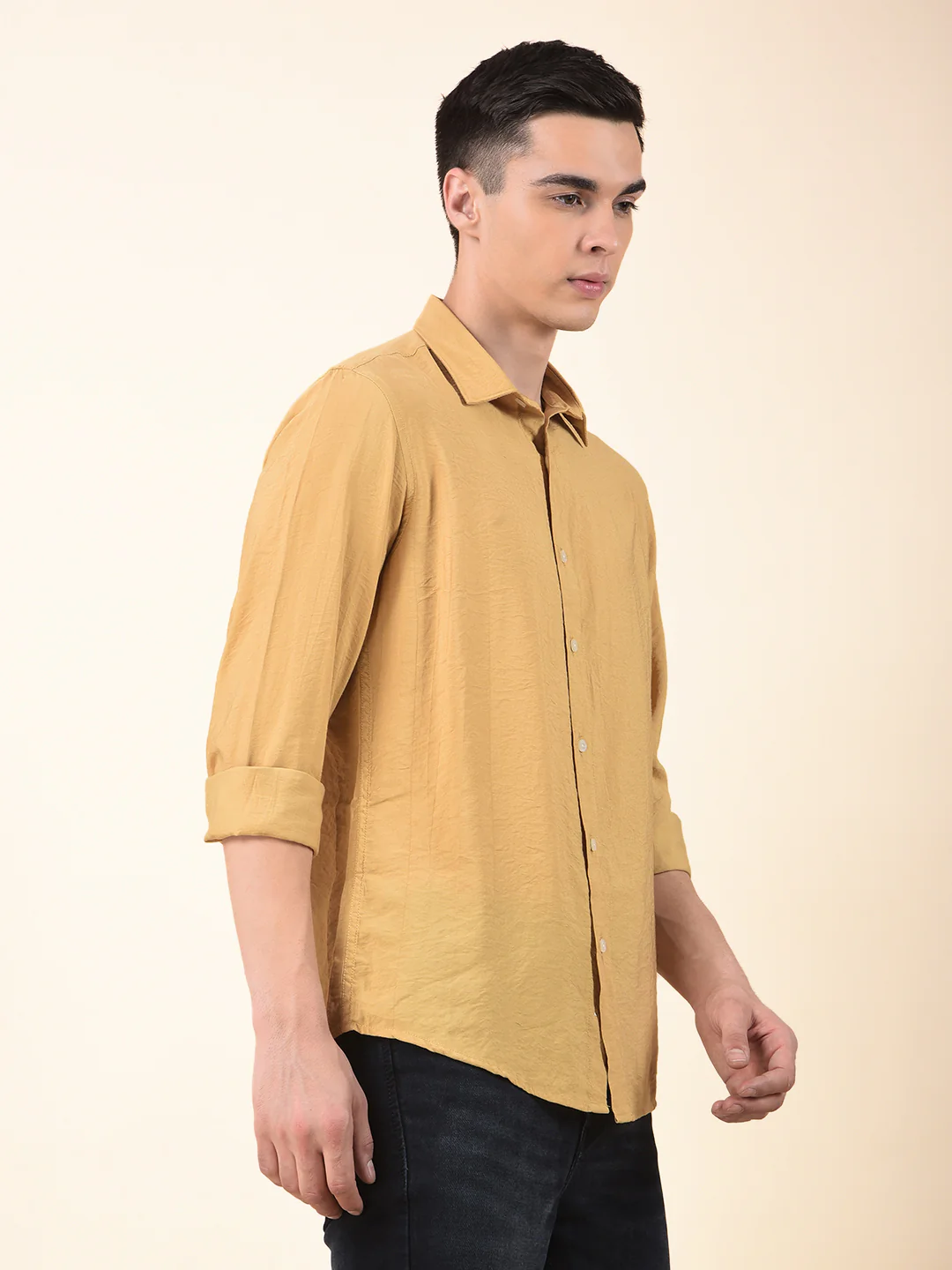 Casual Shirt for Men | Breathable & Soft with Color Fastness Slim Cotton Blend Fabric Solid Pattern - Image 4