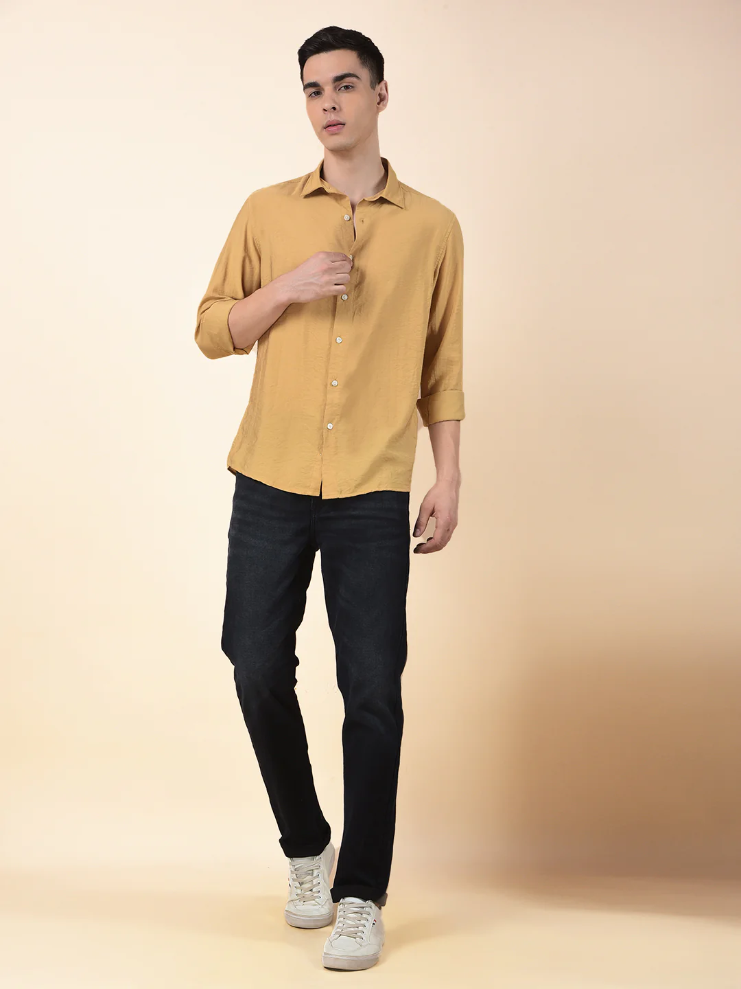 Casual Shirt for Men | Breathable & Soft with Color Fastness Slim Cotton Blend Fabric Solid Pattern - Image 7