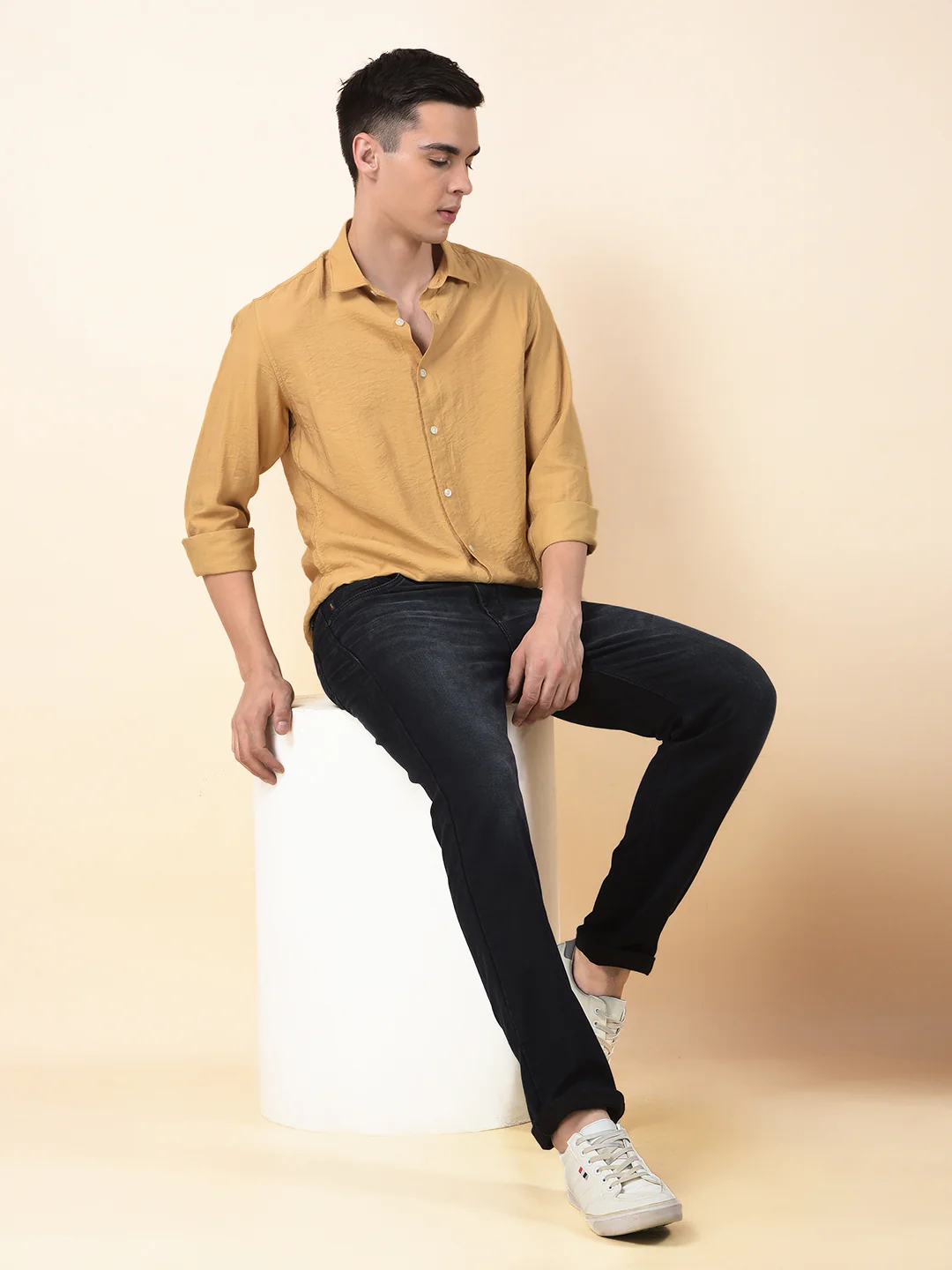 Casual Shirt for Men | Breathable & Soft with Color Fastness Slim Cotton Blend Fabric Solid Pattern - Image 8
