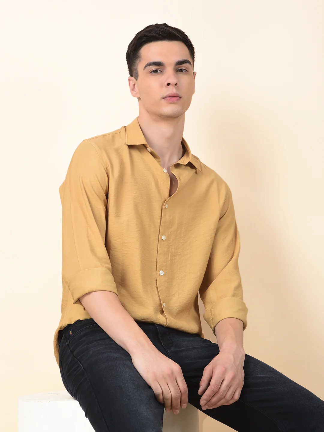 Casual Shirt for Men | Breathable & Soft with Color Fastness Slim Cotton Blend Fabric Solid Pattern - Image 9