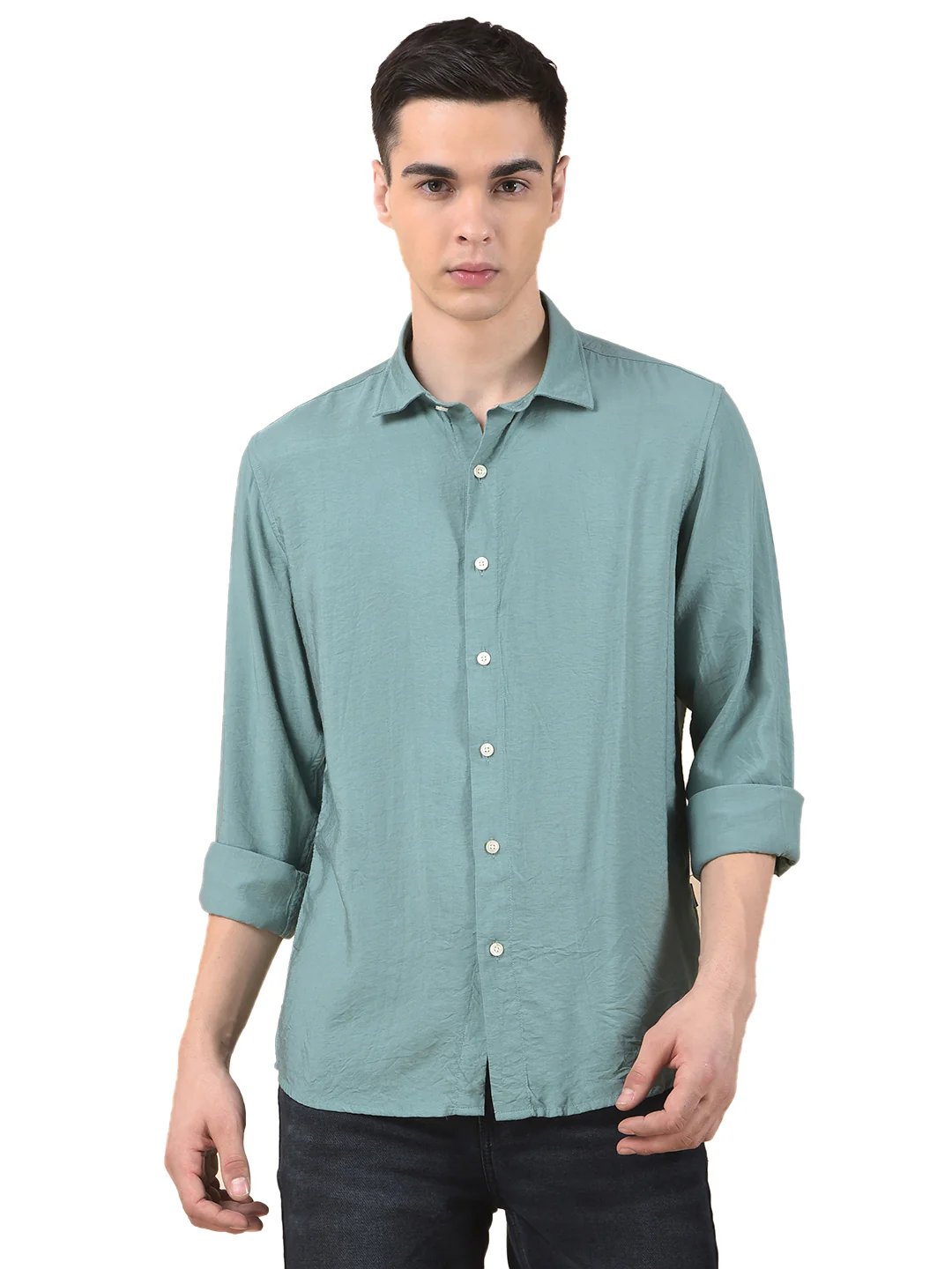 Casual Shirt for Men | Breathable & Soft with Color Fastness Slim Cotton Blend Fabric Solid Pattern - Image 2