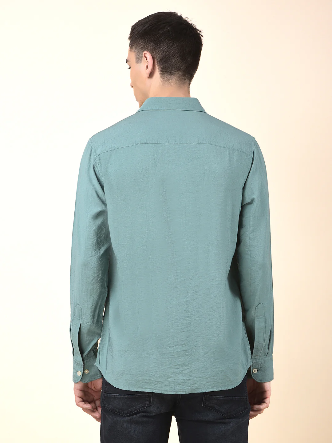 Casual Shirt for Men | Breathable & Soft with Color Fastness Slim Cotton Blend Fabric Solid Pattern - Image 4