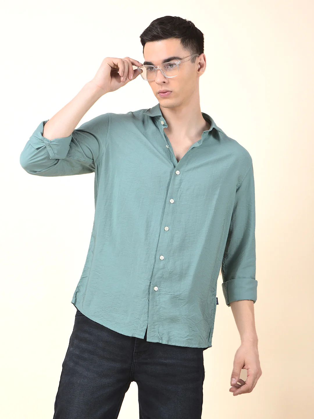 Casual Shirt for Men | Breathable & Soft with Color Fastness Slim Cotton Blend Fabric Solid Pattern - Image 8
