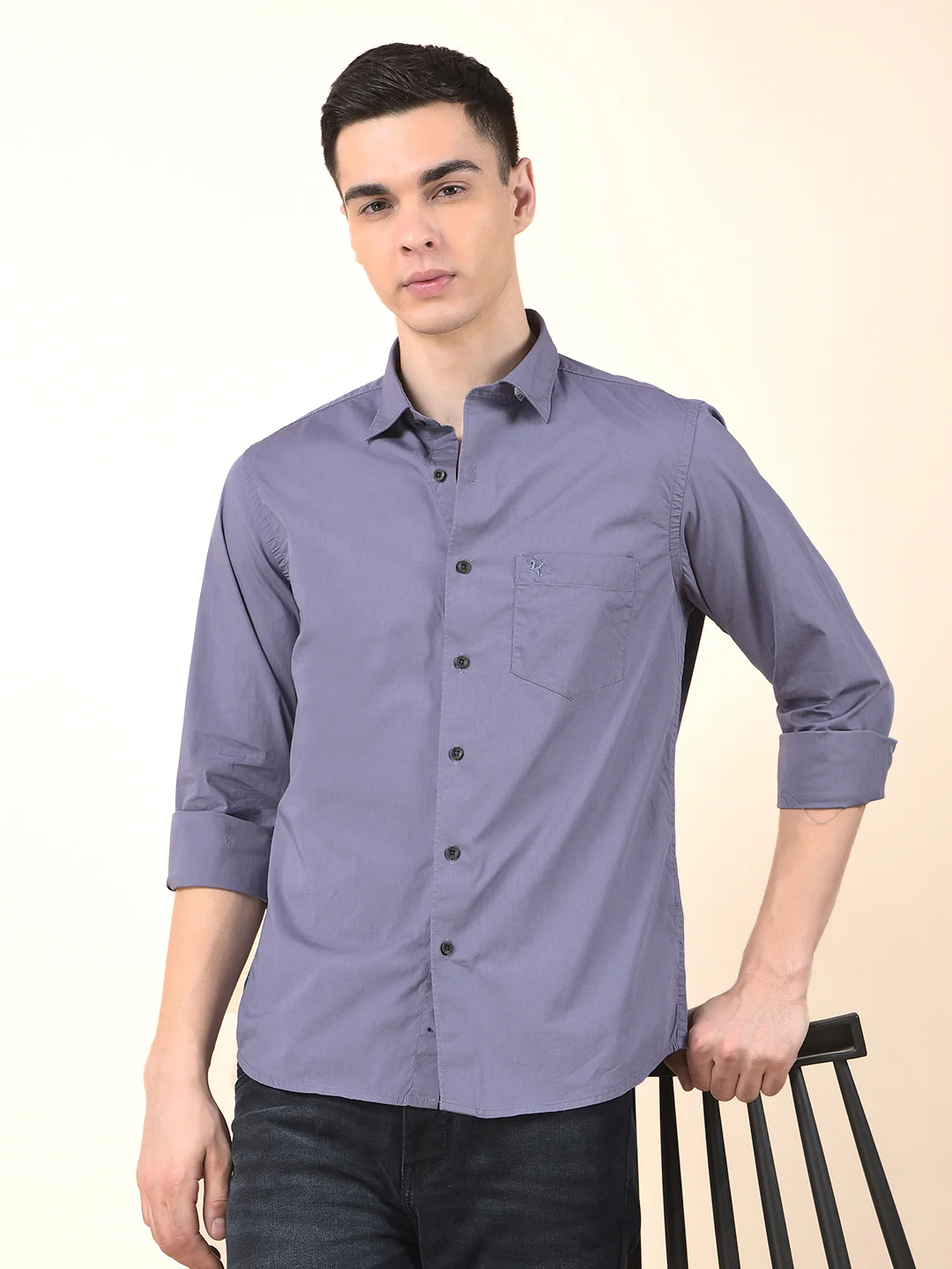 Casual Shirt for Men | Breathable & Soft with Color Fastness Slim Cotton Blend Fabric Solid Pattern - Image 8