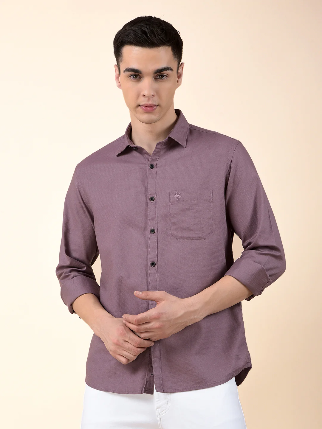 Casual Shirt for Men | Breathable & Soft with Color Fastness Slim Cotton Blend Fabric Solid Pattern - Image 10