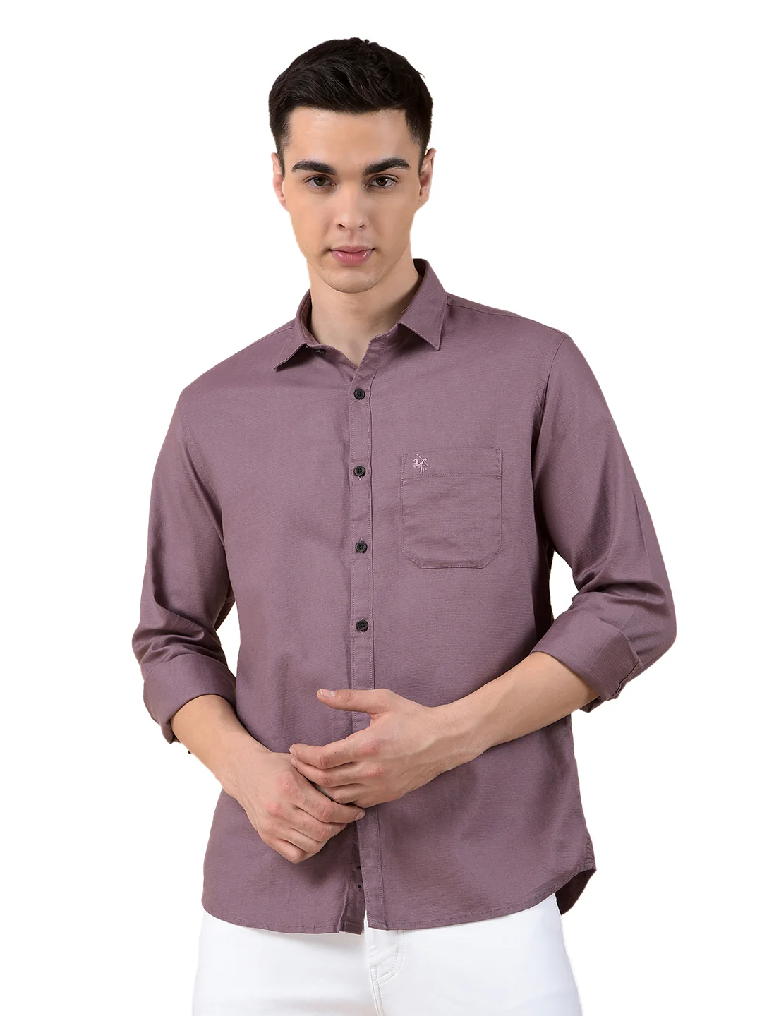 Casual Shirt for Men | Breathable & Soft with Color Fastness Slim Cotton Blend Fabric Solid Pattern - Image 2