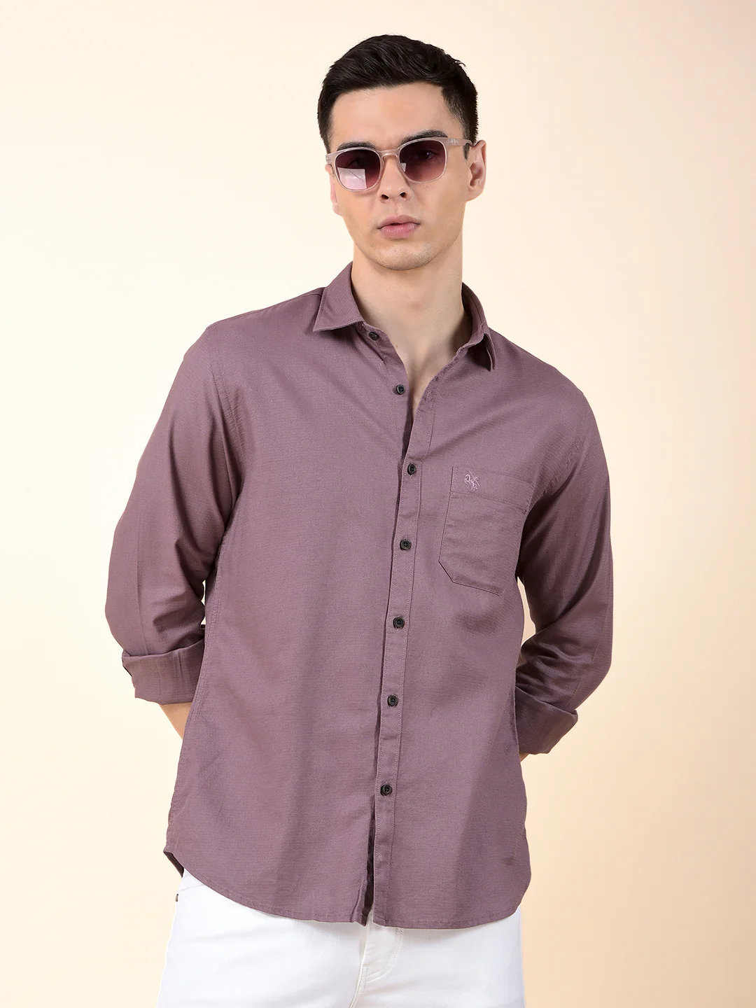 Casual Shirt for Men | Breathable & Soft with Color Fastness Slim Cotton Blend Fabric Solid Pattern - Image 3