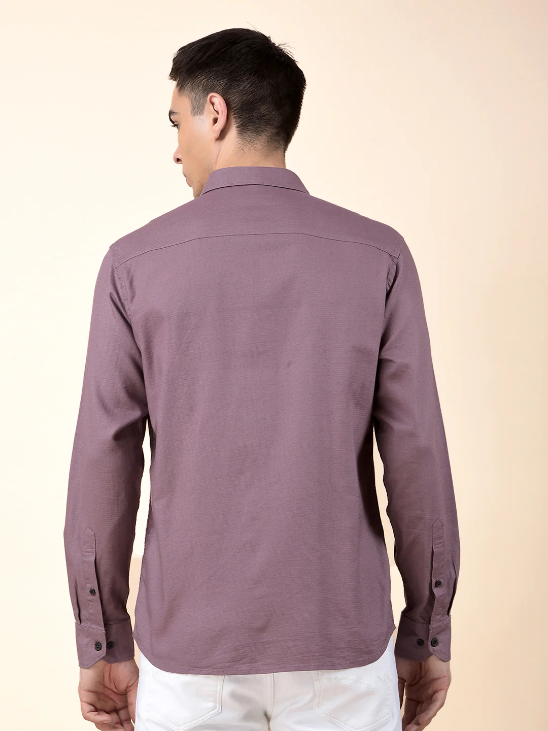 Casual Shirt for Men | Breathable & Soft with Color Fastness Slim Cotton Blend Fabric Solid Pattern - Image 4