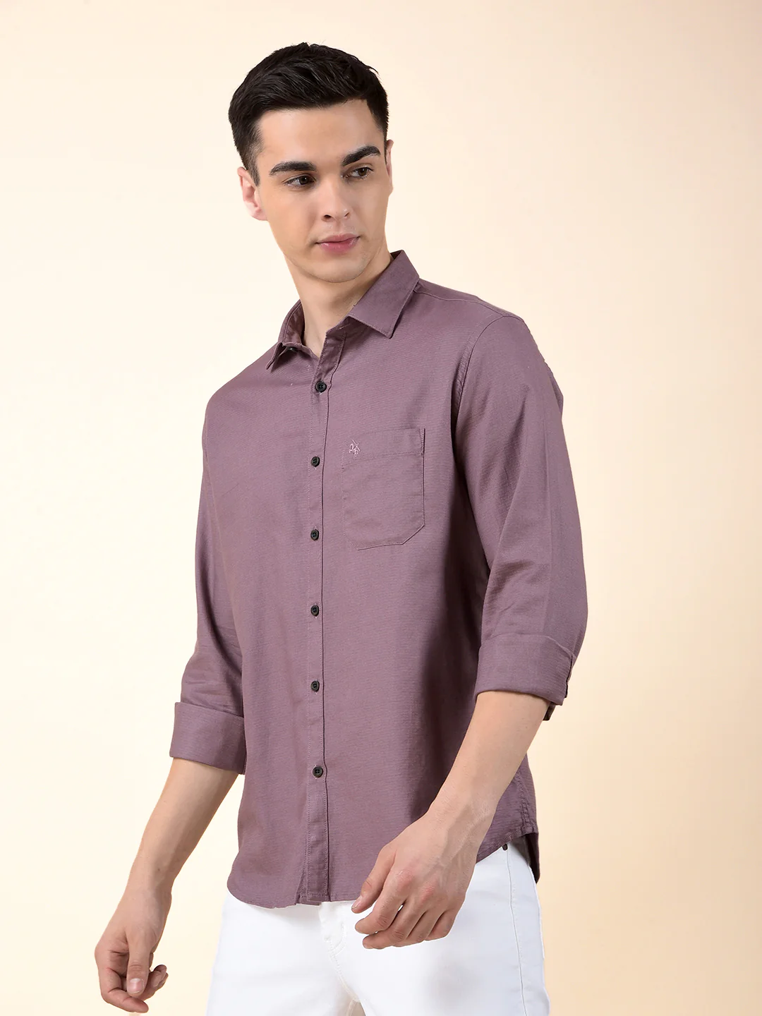 Casual Shirt for Men | Breathable & Soft with Color Fastness Slim Cotton Blend Fabric Solid Pattern - Image 5