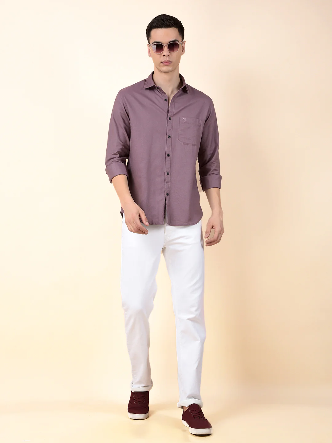 Casual Shirt for Men | Breathable & Soft with Color Fastness Slim Cotton Blend Fabric Solid Pattern - Image 8