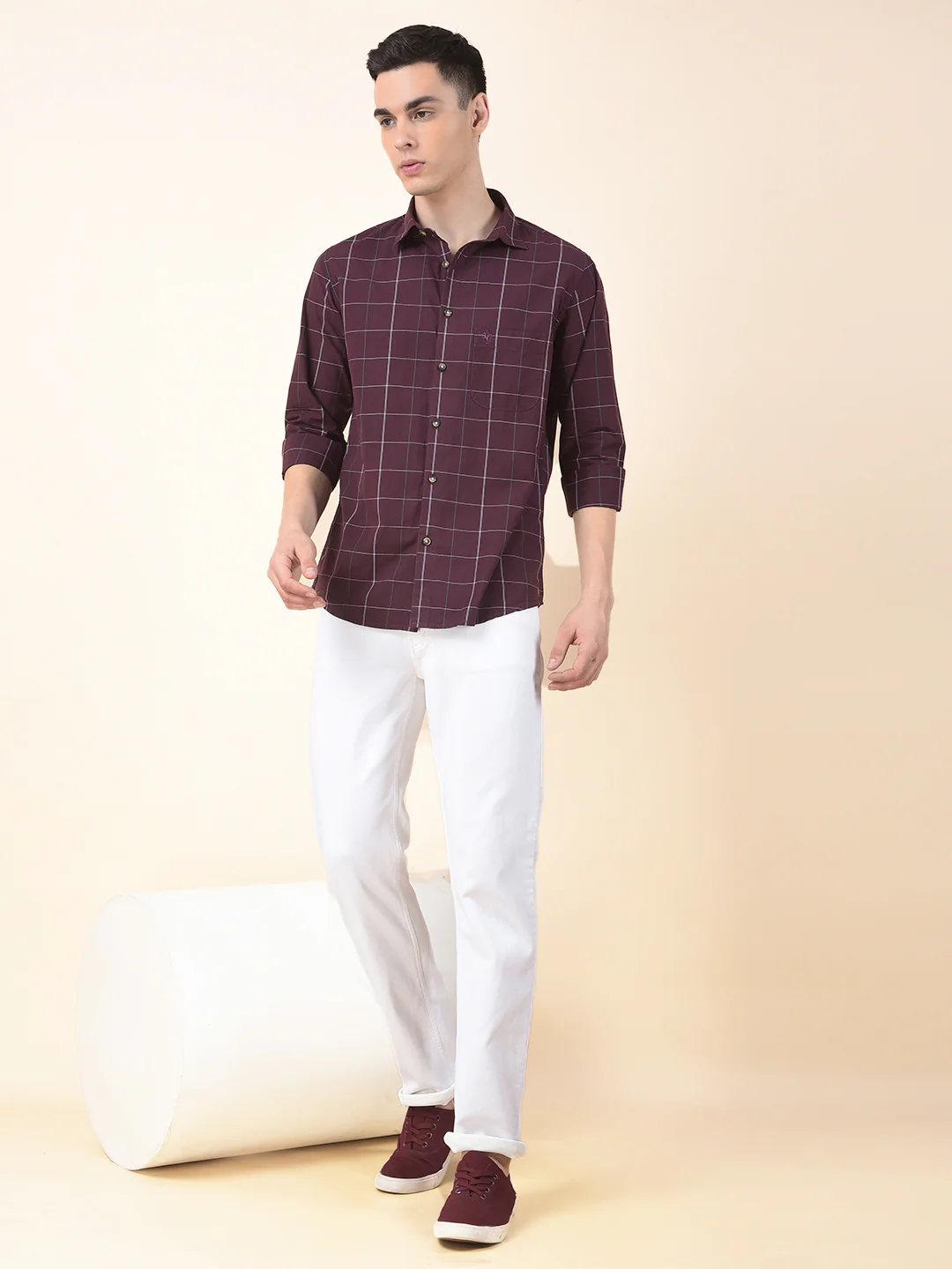 Casual Shirt for Men | Breathable & Soft with Color Fastness Slim Cotton Fabric Check Pattern - Image 10