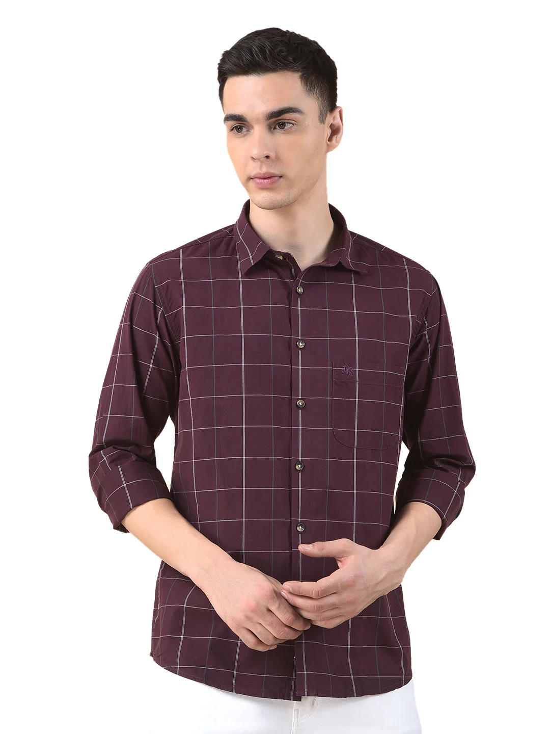 Casual Shirt for Men | Breathable & Soft with Color Fastness Slim Cotton Fabric Check Pattern - Image 2