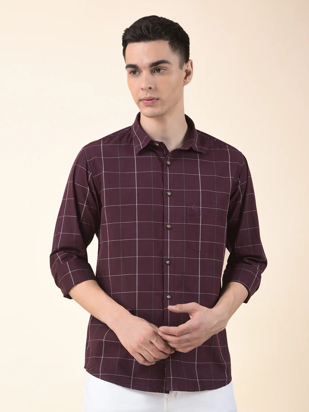 Casual Shirt for Men | Breathable & Soft with Color Fastness Slim Cotton Fabric Check Pattern - Image 3