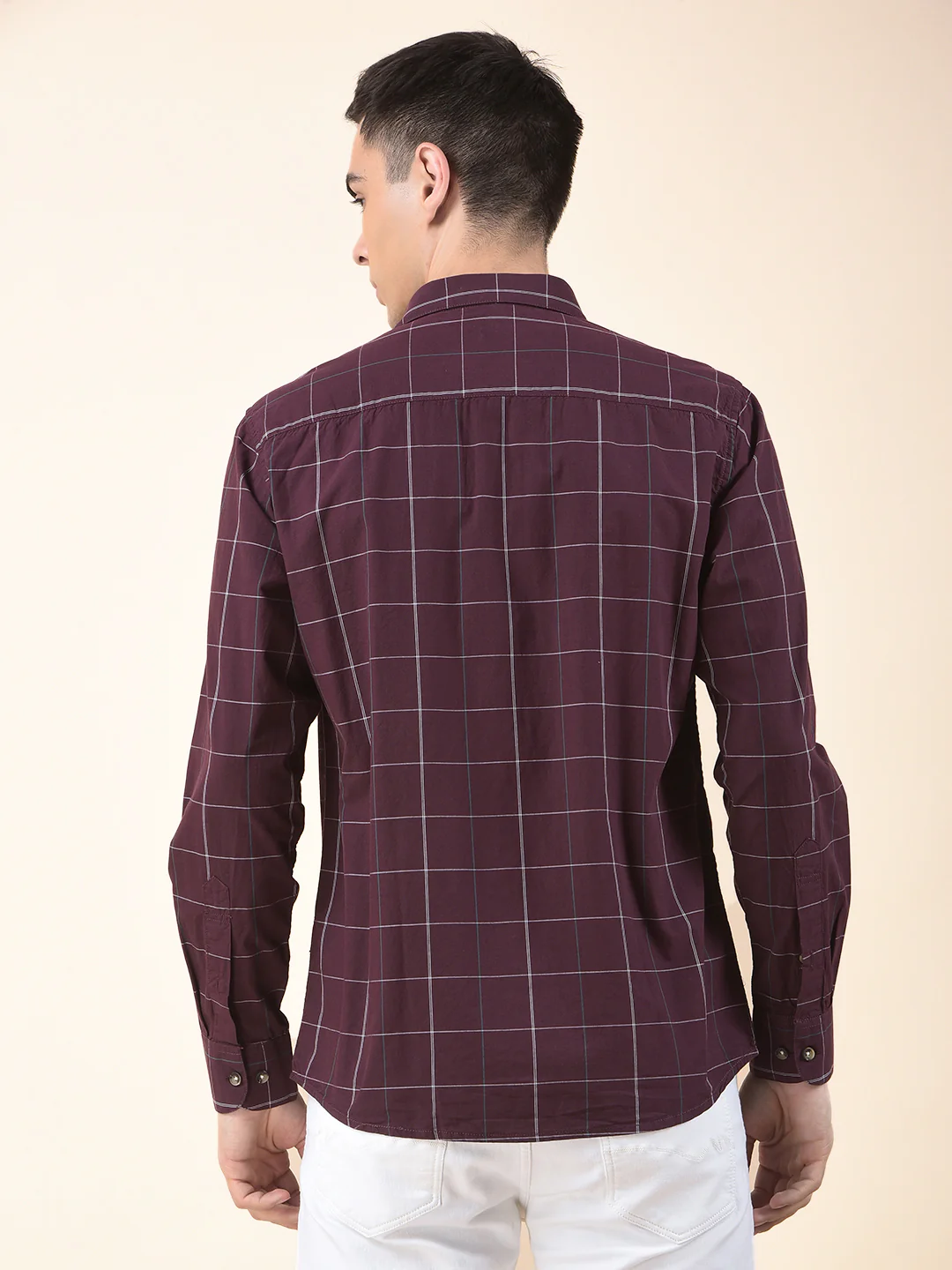 Casual Shirt for Men | Breathable & Soft with Color Fastness Slim Cotton Fabric Check Pattern - Image 4